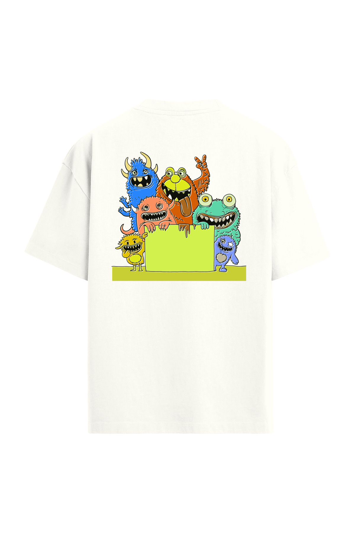 Colermi Renkli Canavarlar Sırt Baskılı Oversize T-Shirt