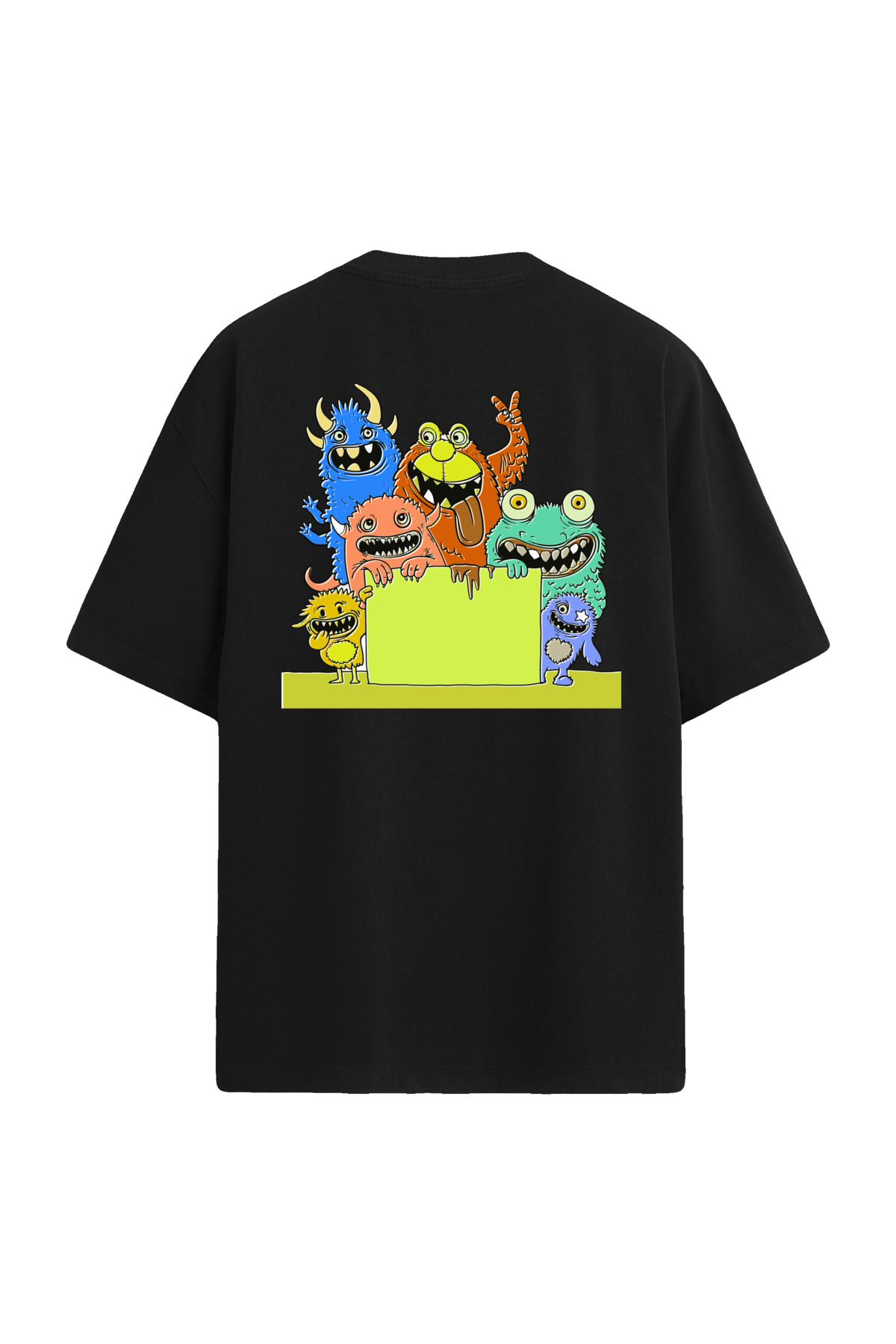 Colermi Renkli Canavarlar Sırt Baskılı Oversize T-Shirt