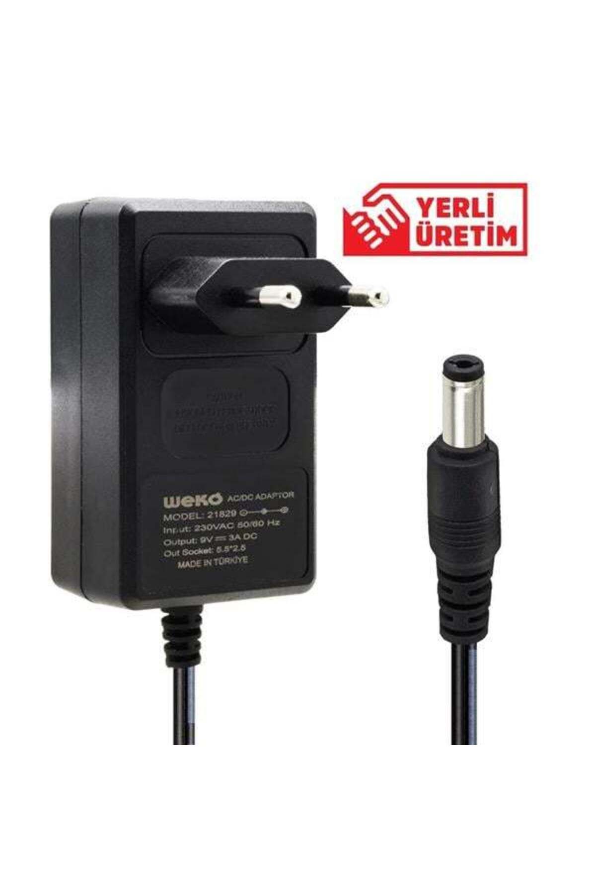 Emperium Weko 9 Volt - 3 Amper 5.5X2.5 Uçlu Priz Tipi Plastik Kasa Adaptör