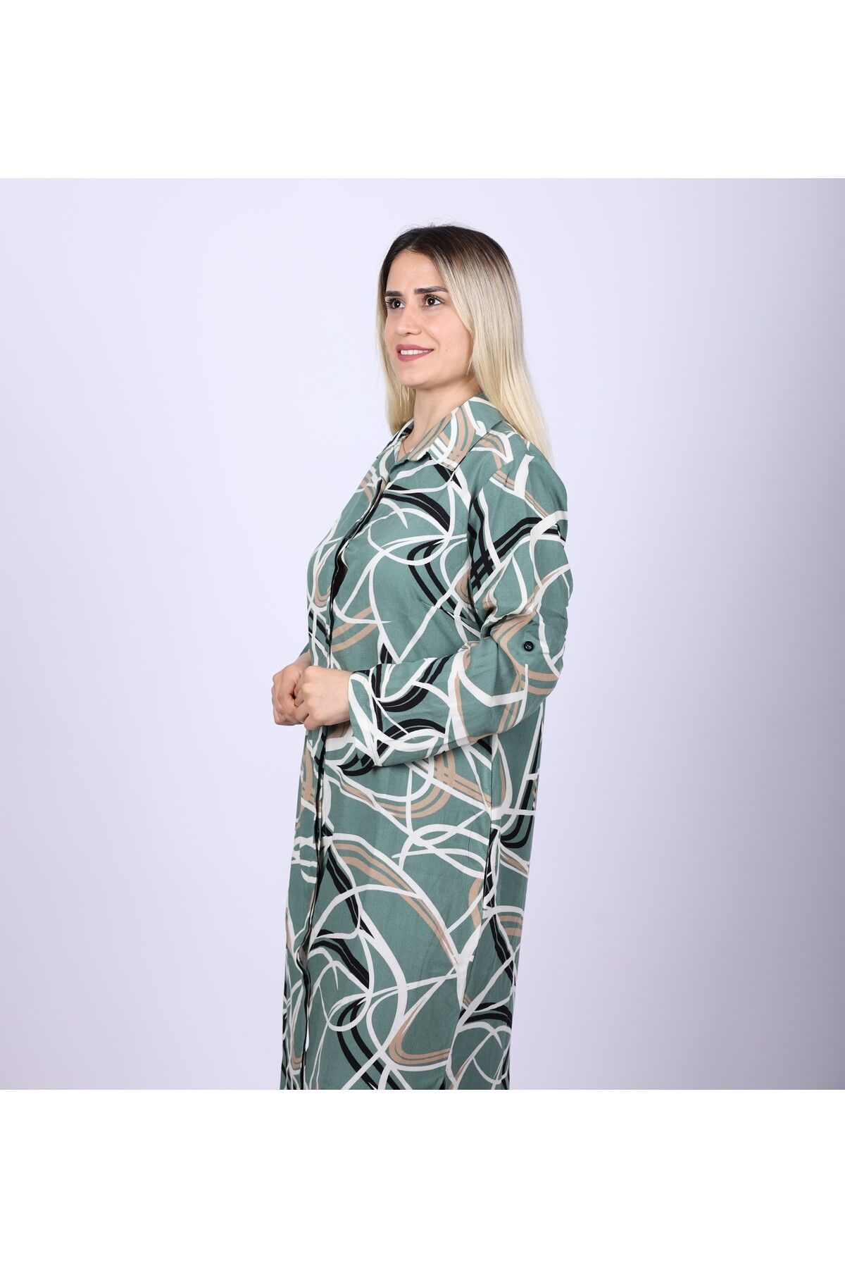MODA Viskon Gömlek Elbise , Viskon Elbise, Elbise , Yazlık Elbise, Yırtmaçlı Elbise