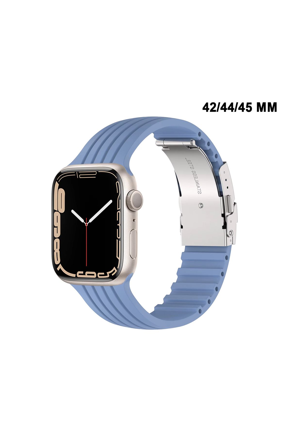 MTL Apple Watch Uyumlu 1/2/3/4/5/6/SE/7/8/9Seri 42/44/45/49MM Klipsli Kordon Kayış Silikon MT36