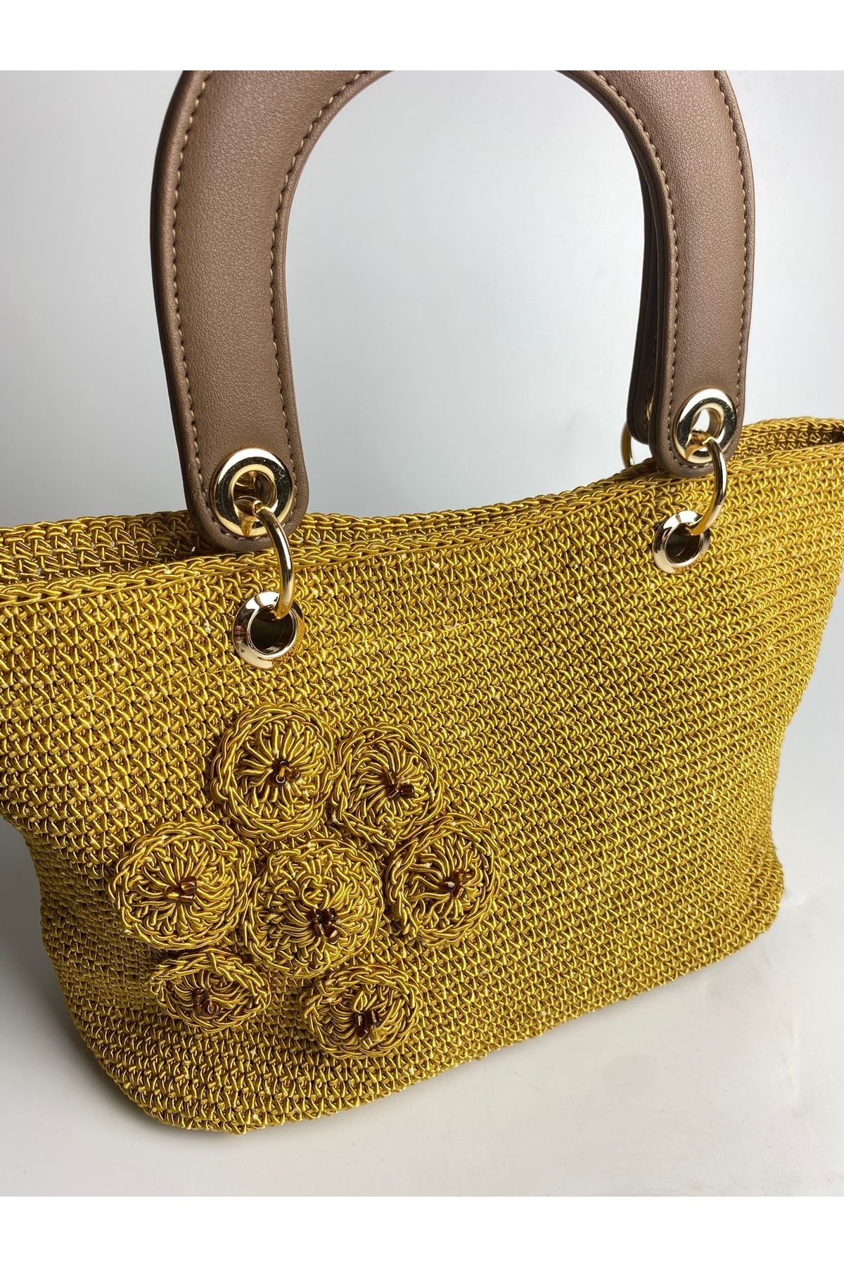 By Aynur Kos Handmade Degrade Rafya İpten Günlük Çanta