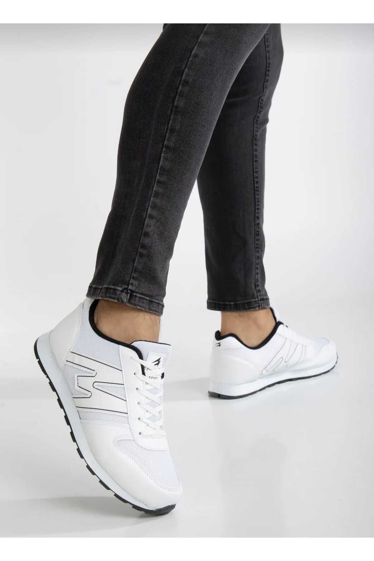 WEBORN Erkek Bağcıklı Günlük Konforlu Rahat Hafif Yumuşak Taban Fileli Sneaker Spor Ayakkabı
