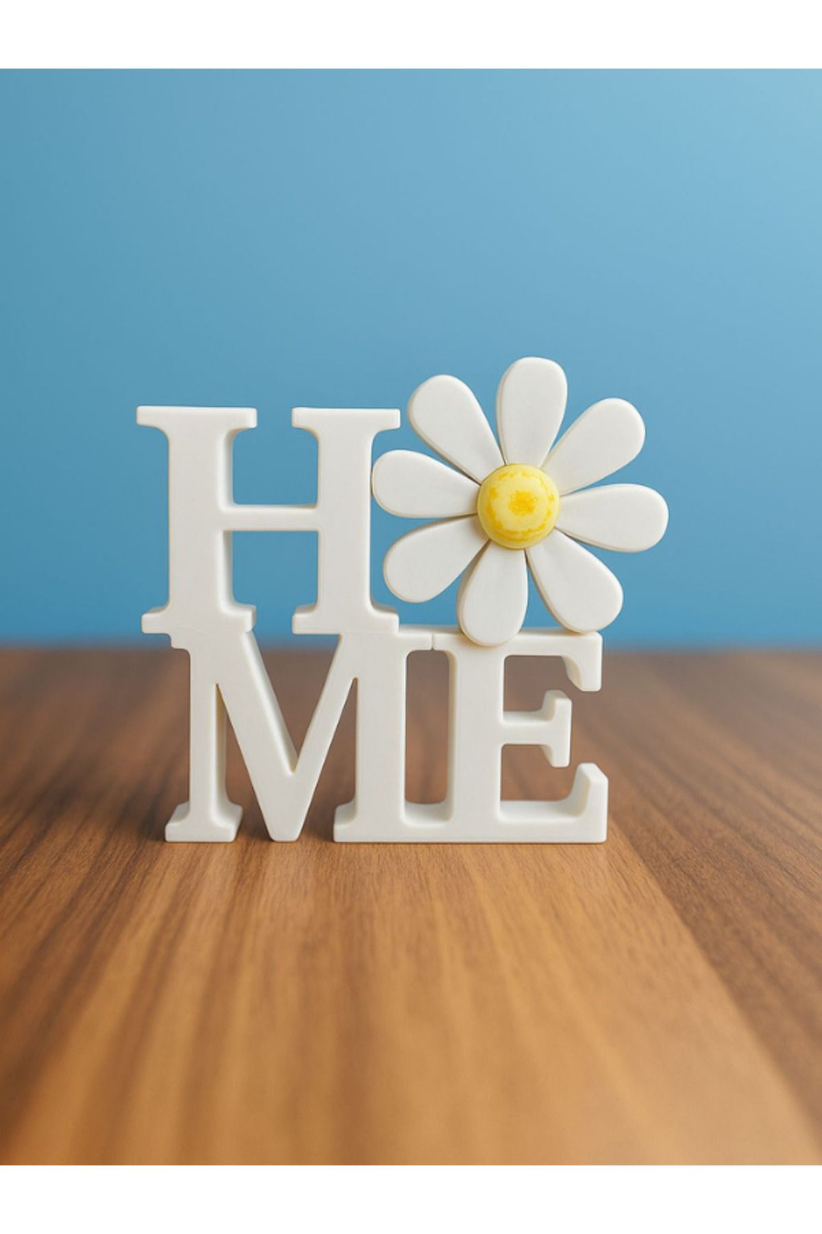 Zernar Decor Dekoratif HOME Yazılı Papatya Detaylı Dekoratif Obje – 10 cm Şık ve Modern Ev Dekoru