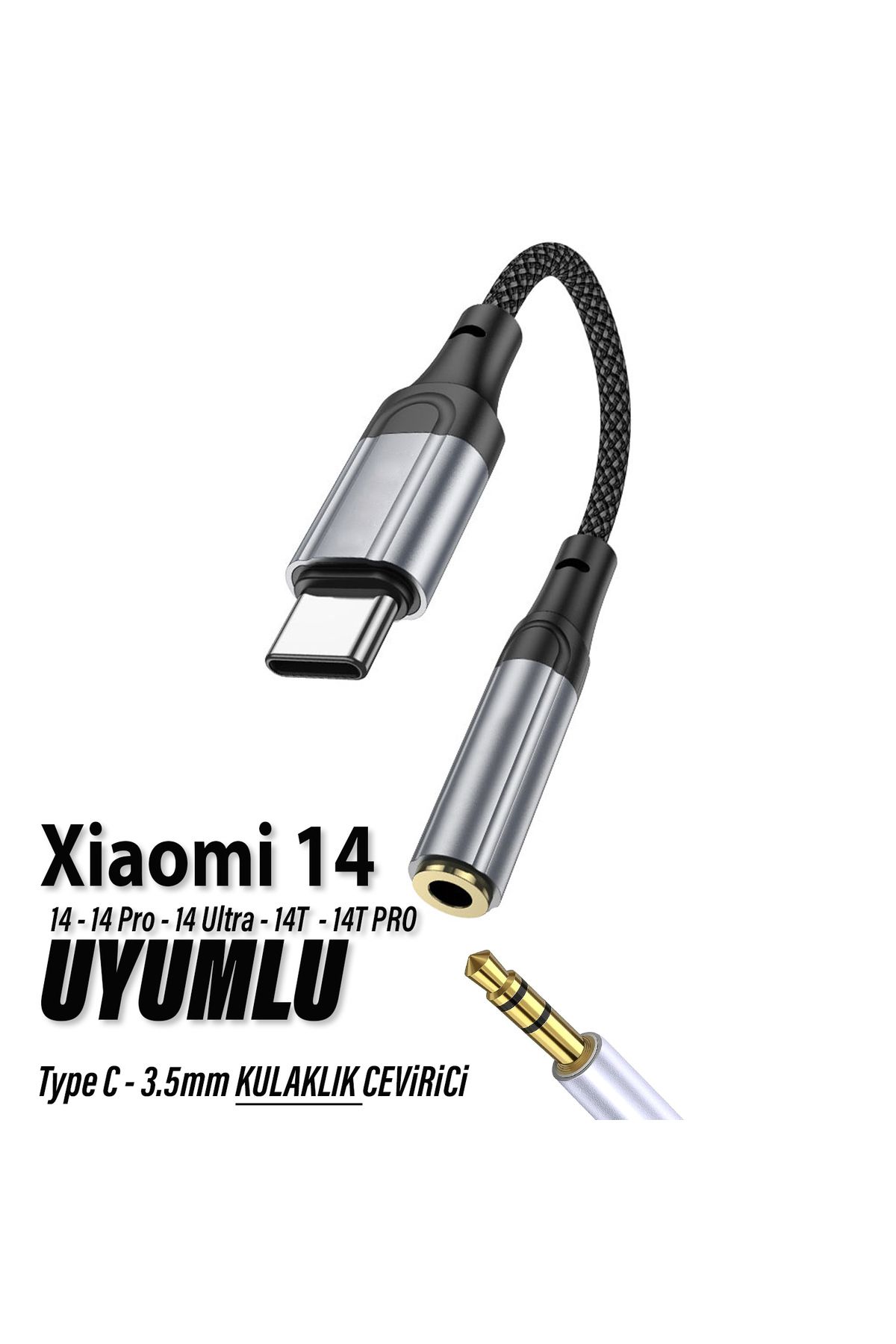 EXENAR Mi 14 - 14T Pro - 14 Ultra - 14T Uyumlu Kulaklık Dönüştürcü Type C AUX Çevirici