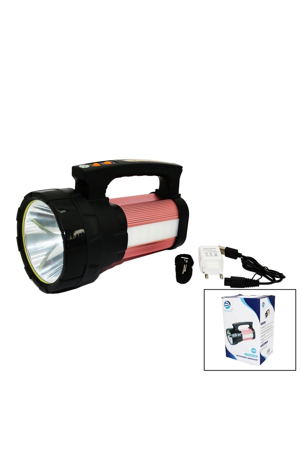 shopwave 2İN1 15W COB LED - 28LED ŞARJLI EL FENERİ - PROJEKTÖR1000MT- POWERBANK - SU GEÇİRMEZ (5047)