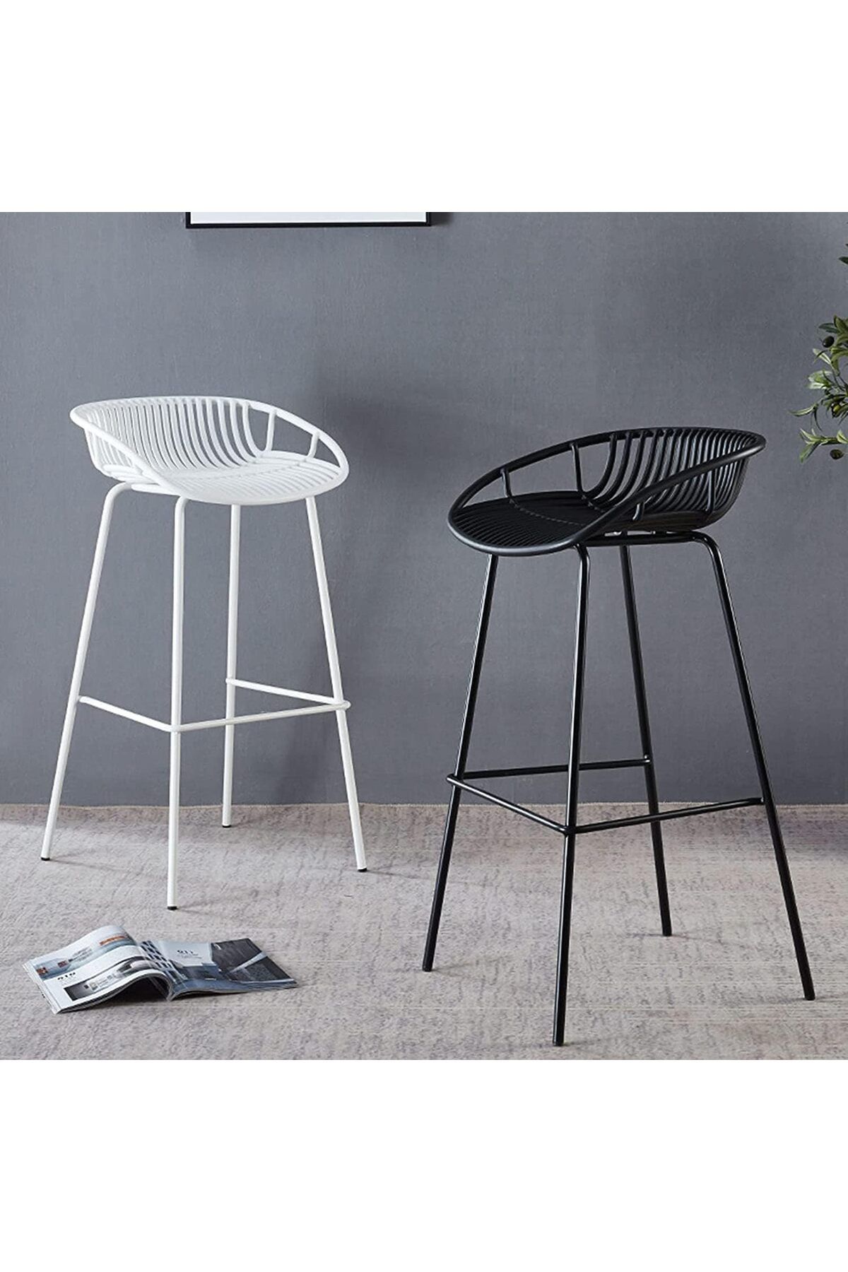 rexa-Modern Counter Height Bar Stools Set, Set of 2 Bar Stools, Counter Height Stool, Metal Frame 6