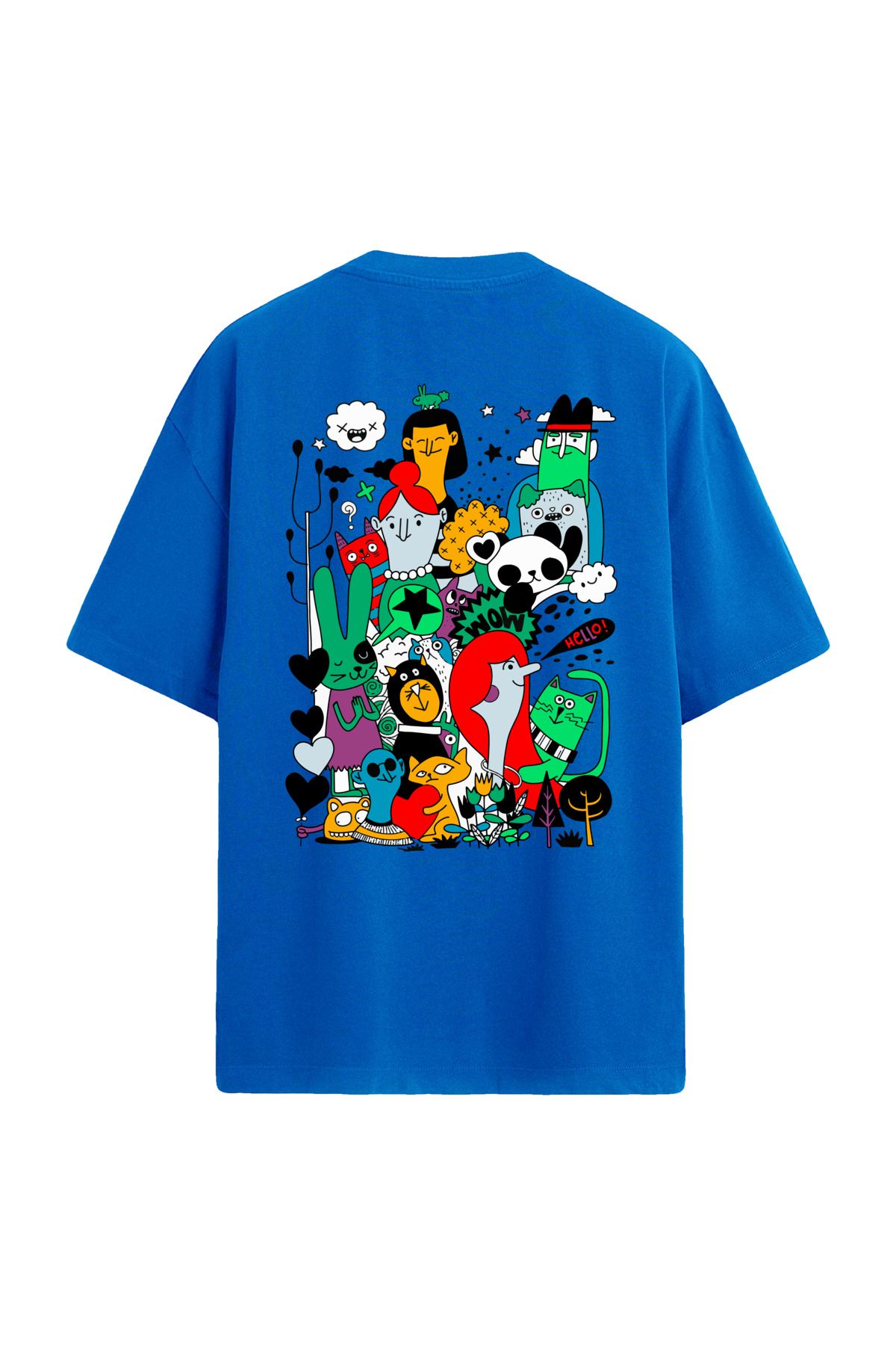 Colermi Renkli Karakterler Sırt Baskılı Oversize T-Shirt