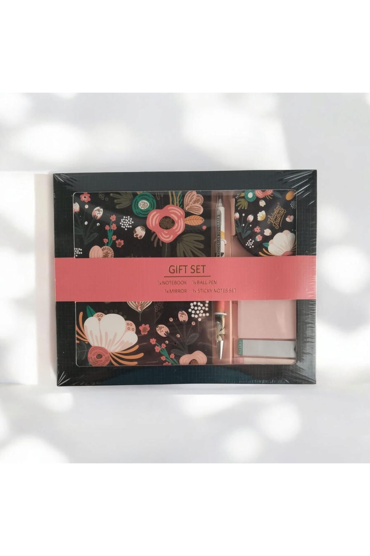 victoria journal Victoria's Journals Hediye seti siyah zemin çiçek desenli