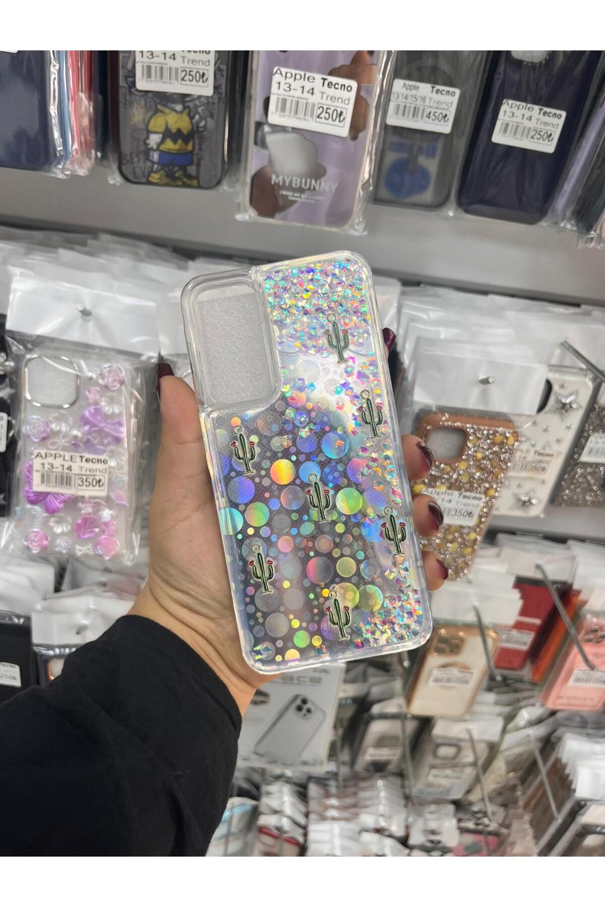 TECNOTREND Galaxy A16 sıvı parıltılı Hologramlı şeffaf silikon kılıf