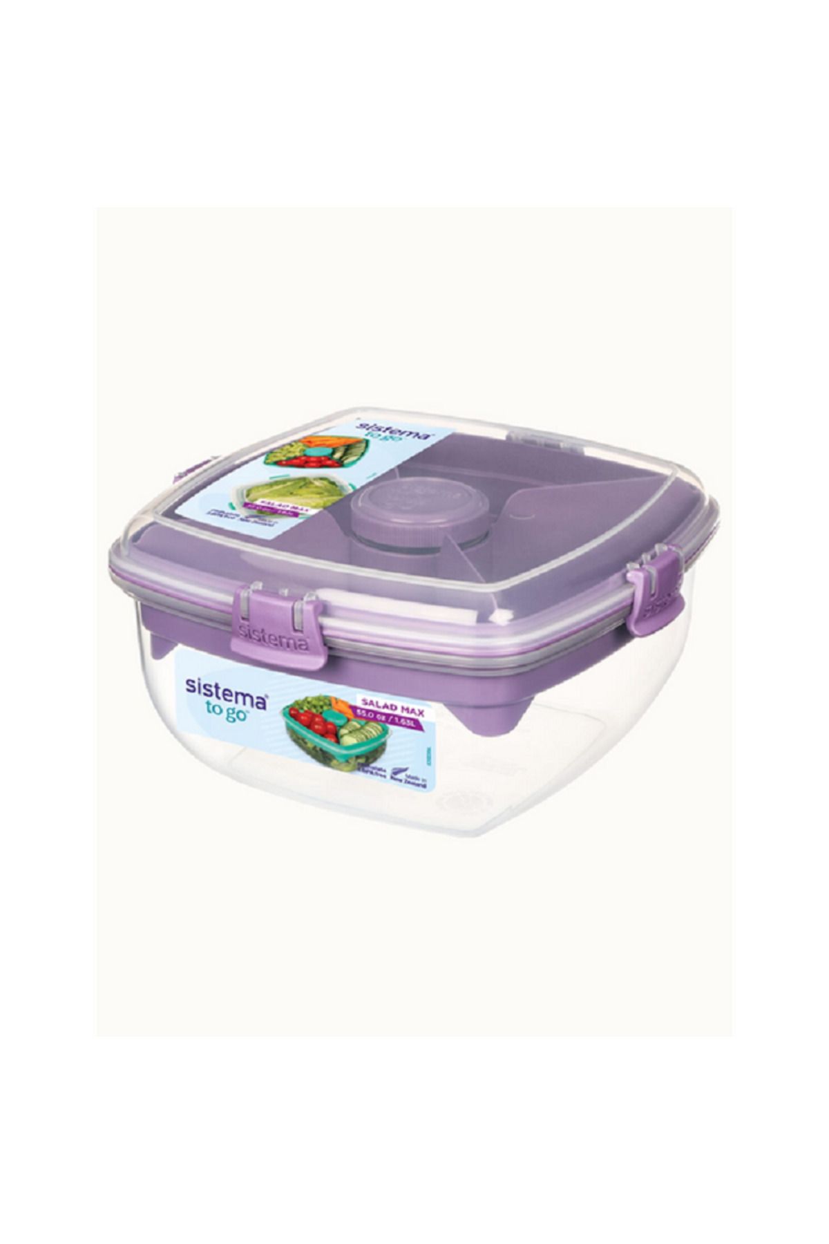 Sistema-Freezer Safe BPA-Free Plastic Salad Max To Go Food Storage Container Assorted Color 2