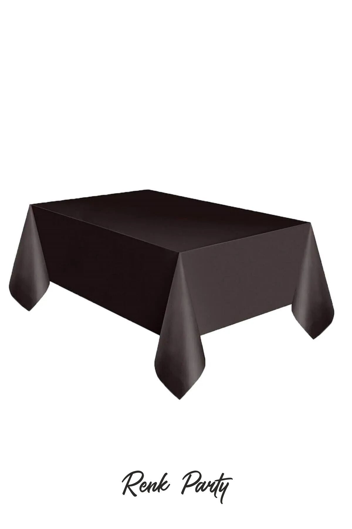 renk party Siyah Renk Plastik Masa Örtüsü - Plastic Table Cover - 137 x 274 Cm