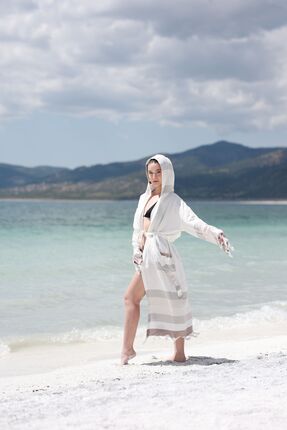 Dokubba Mikanos Yazlık Bornoz, Pamuk Viskon Ev Ve Islak Zemin Kullanımına Uyg...