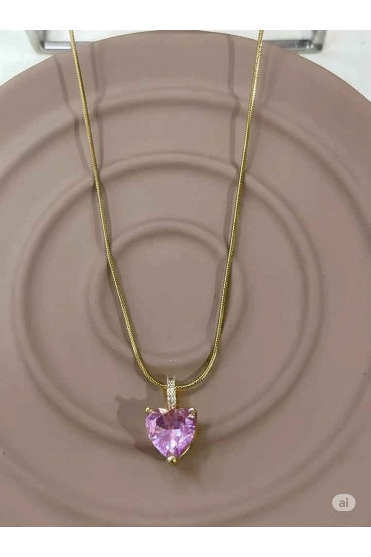 shop Kalp Kesim Pembe Enerji Taşlı Çelik Kolye