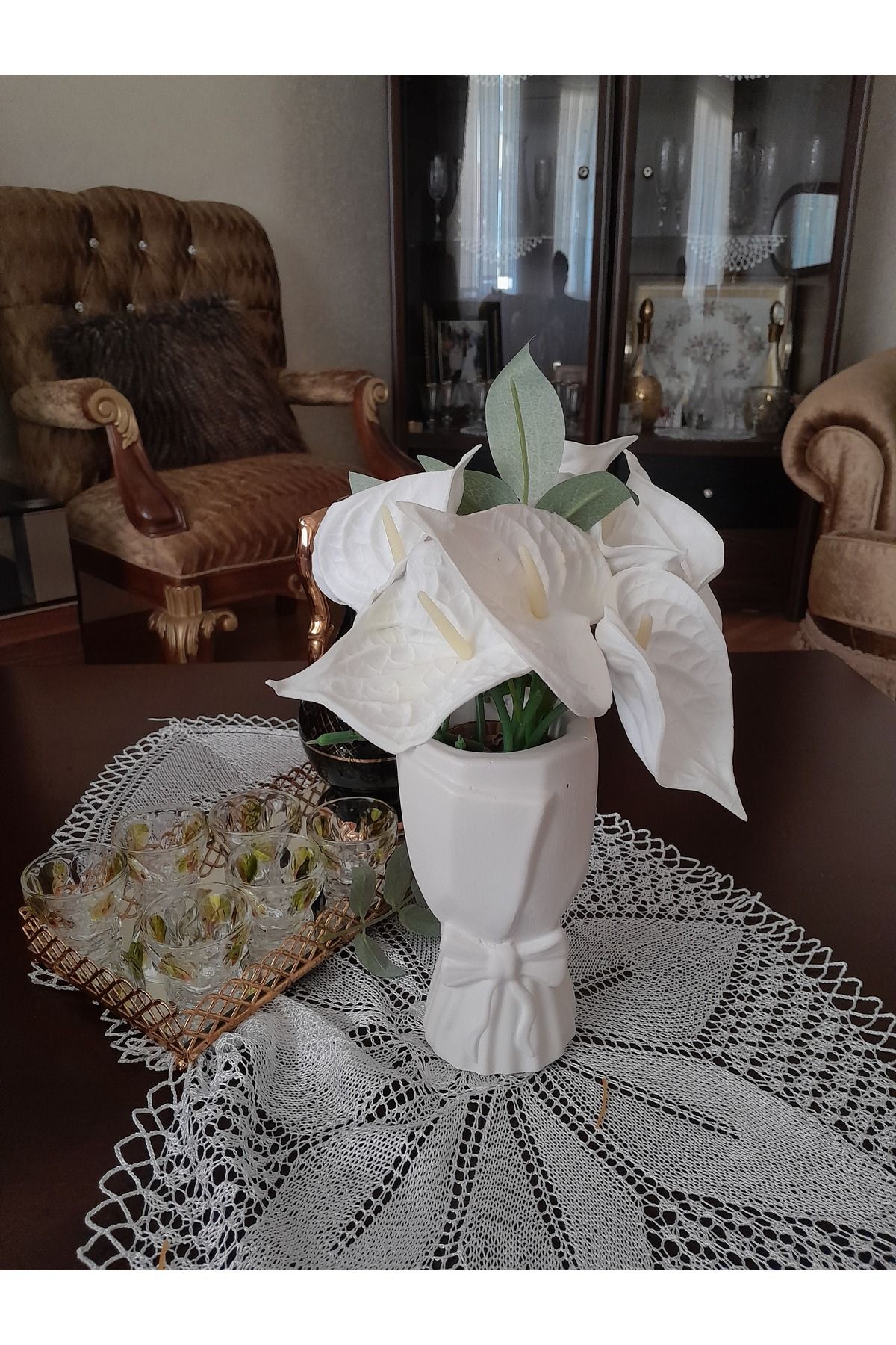 elvanhobi Çiçek li vazo, GALA Çiçekli vazo,hediyelik Çiçek, yapay çiçek