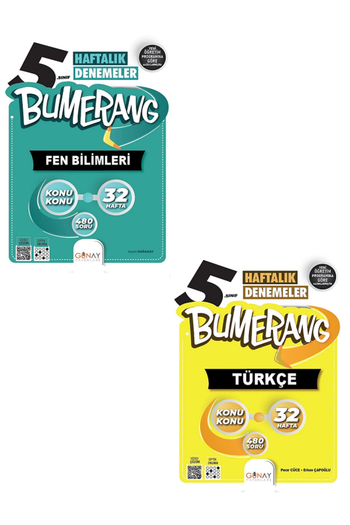 Evrensel İletişim Yayınları 5.Sınıf Günay Bumerang Fen Bilimleri + Türkçe 32 Haftalık Denemeler / Konu Konu / 2 KİTAP