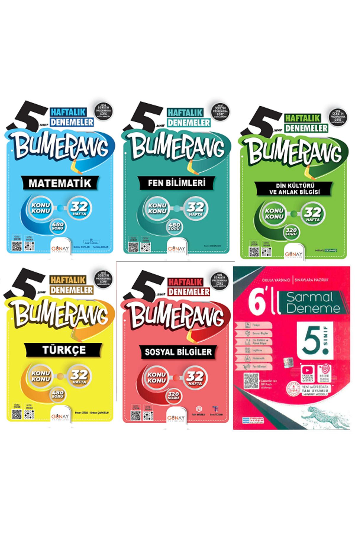 Evrensel İletişim Yayınları 5.Sınıf Günay Bumerang Matematik + Fen 32 Haftalık Denemeler + 5.Sınıf Evrensel 6'Lı Deneme /6 KİTAP