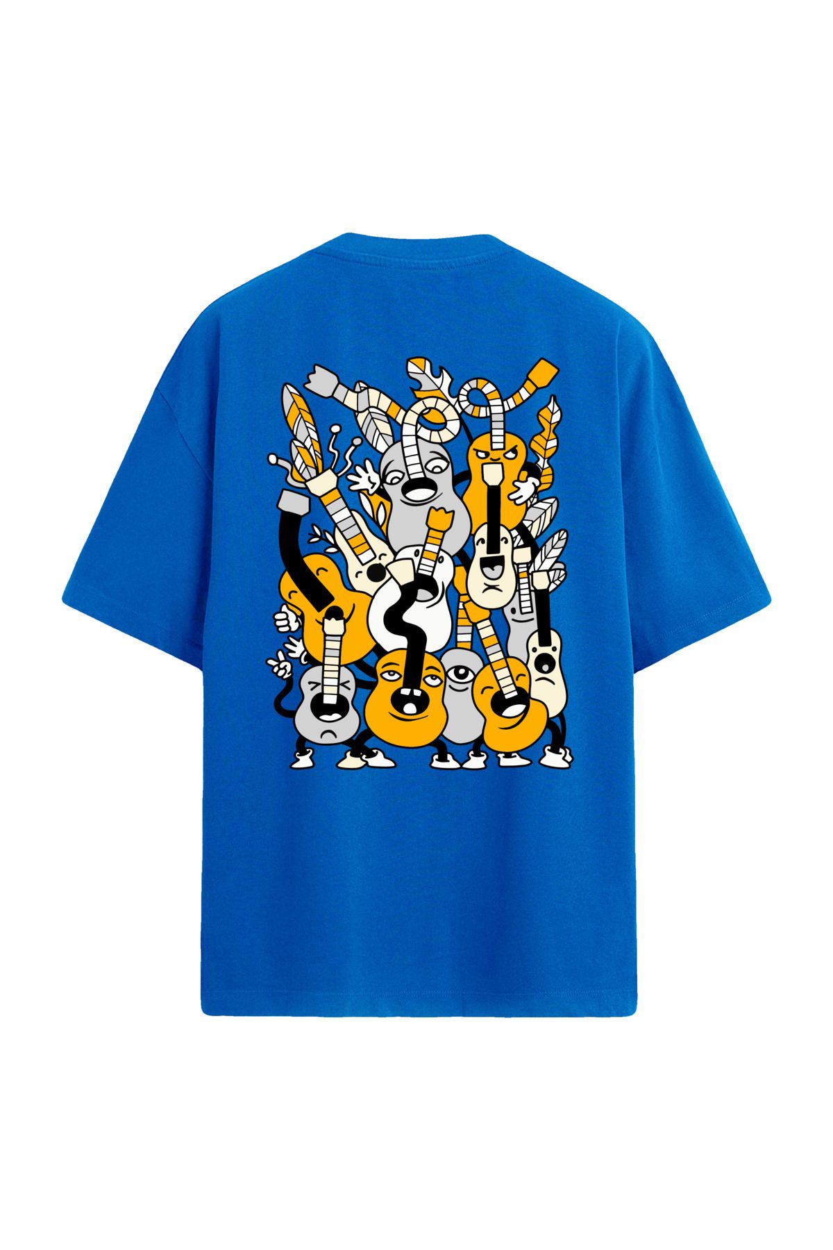 Colermi Gitar Temalı Sırt Baskılı Oversize T-Shirt
