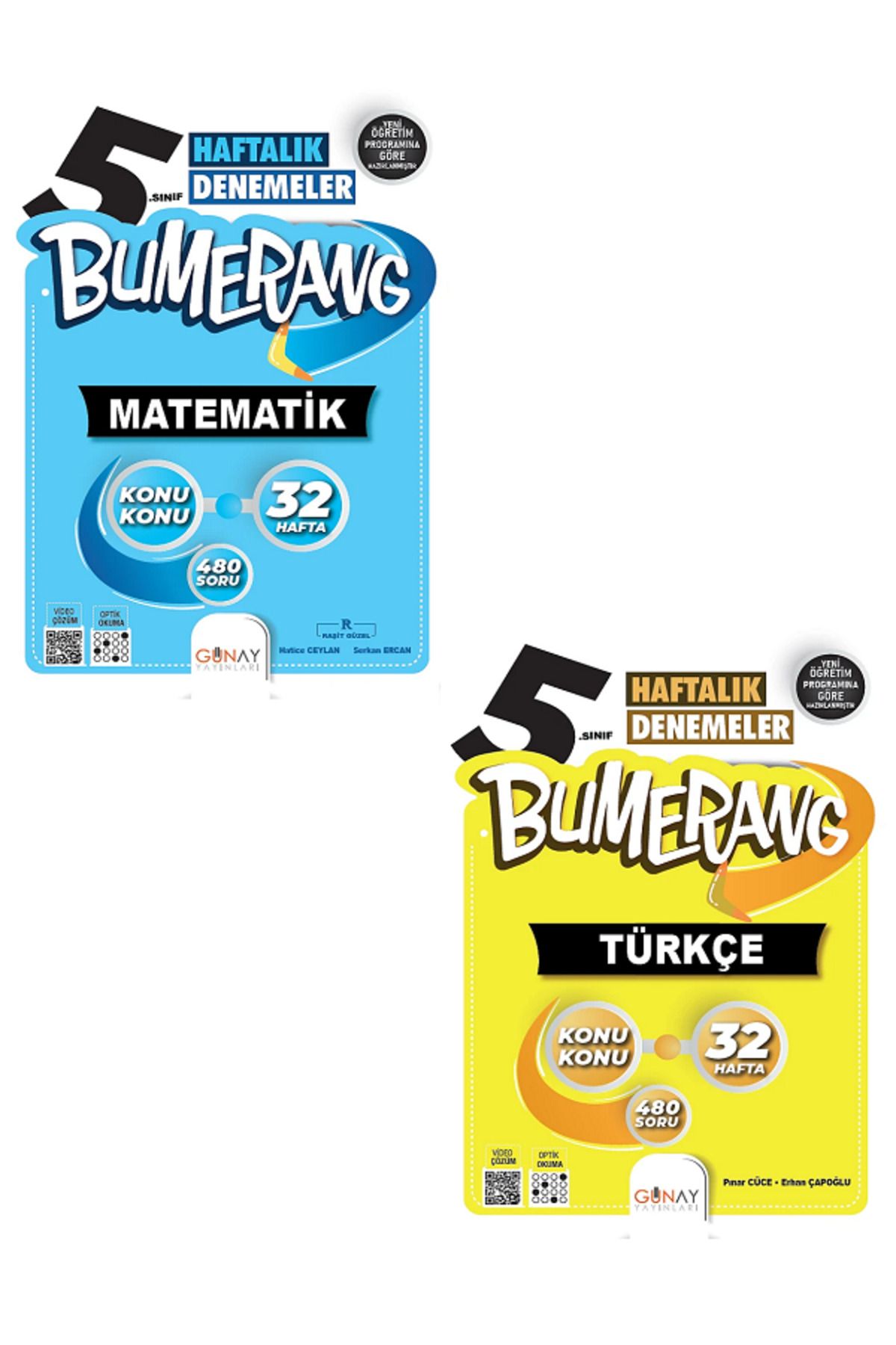 Evrensel İletişim Yayınları 5.Sınıf Günay Bumerang Matematik + Türkçe 32 Haftalık Denemeler / Konu Konu / 2 KİTAP