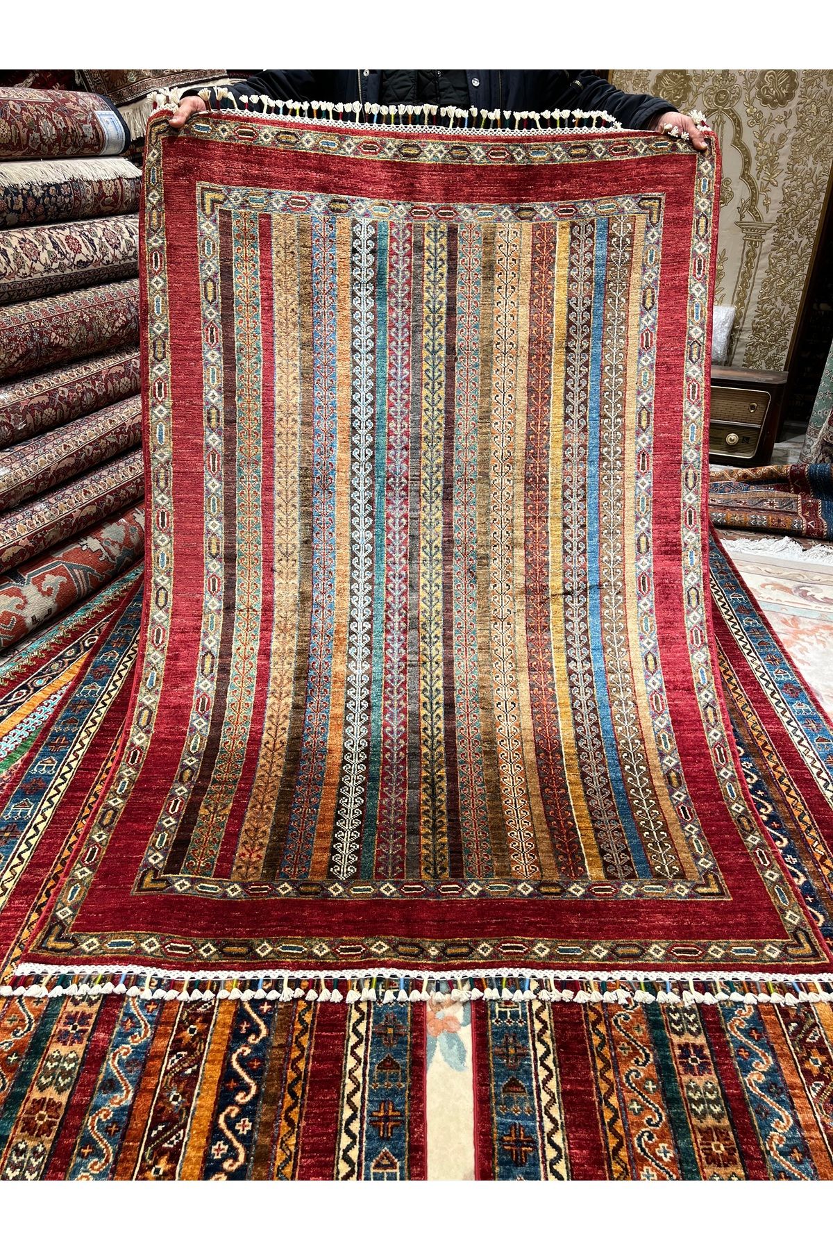 RD RAMAZAN DAĞ EL HALI SANATI El Dokuma Afgan Halısıdır Şal Desen Birinci Sınıf Kalite Ebat 184x124