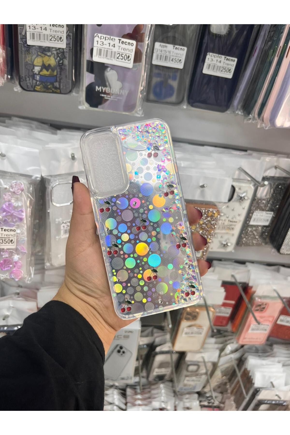 TECNOTREND Galaxy A16 sıvı parıltılı Hologramlı şeffaf silikon kılıf