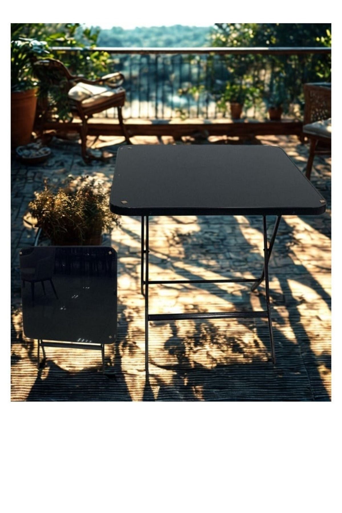 smart home-Square Folding Dining Table - Folding Cafe Table with Fiber Top - 80 x 80 cm - Stylish and Sturdy Design 2