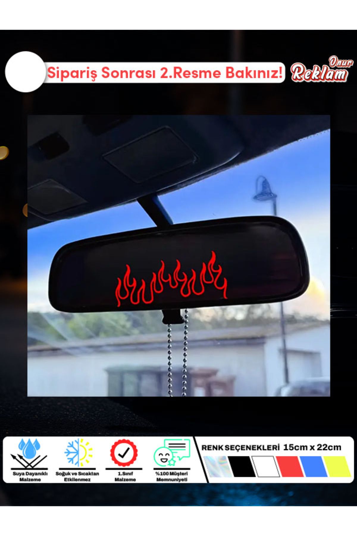 Onur Reklam Alev Desenli Araba Stickerı – Suya Dayanıklı Vinil
