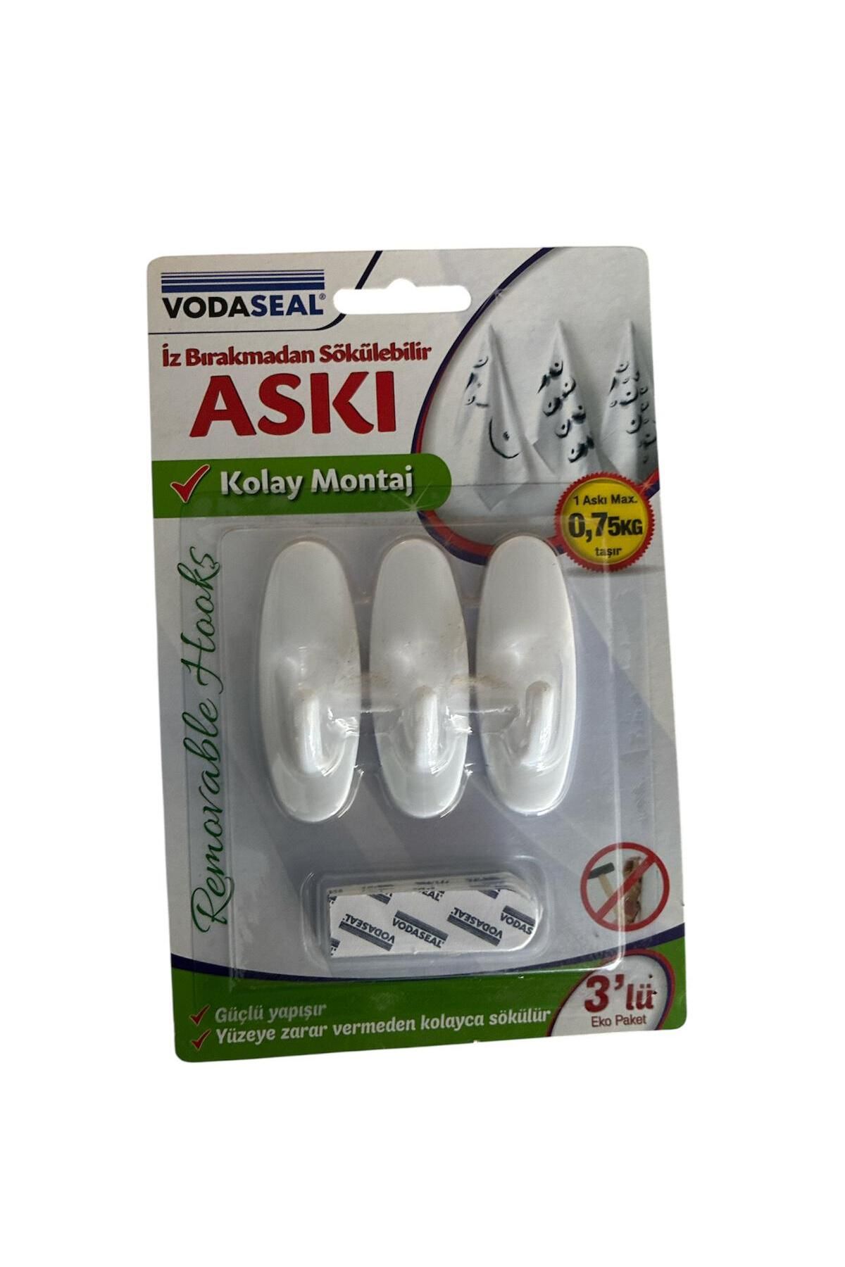 Vodaseal İZ BIRAKMAYAN SÖKÜLEBİLİR BEYAZ 3LÜ ASKI VODASEAL