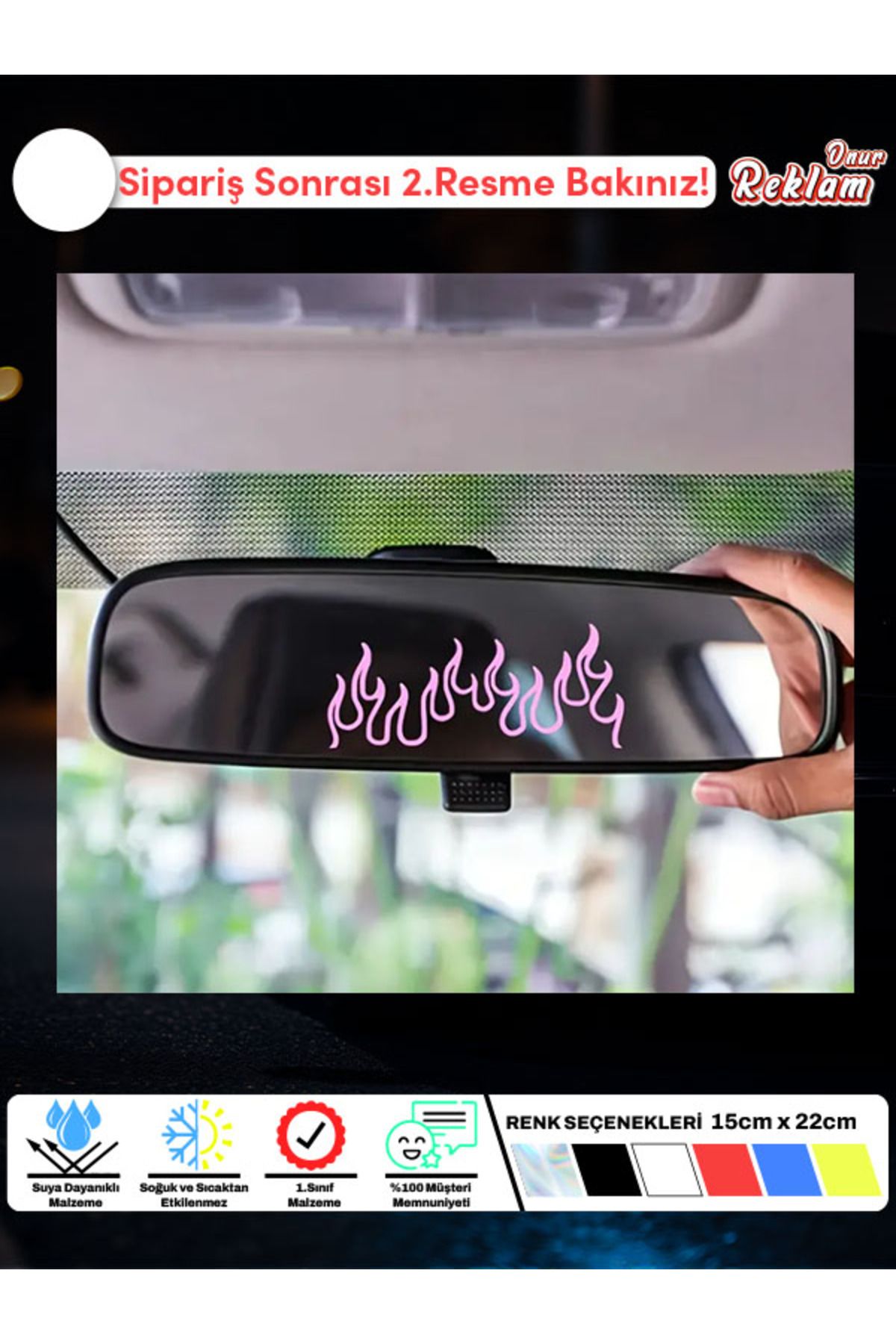 Onur Reklam Alev Desenli Araba Stickerı – Suya Dayanıklı Vinil