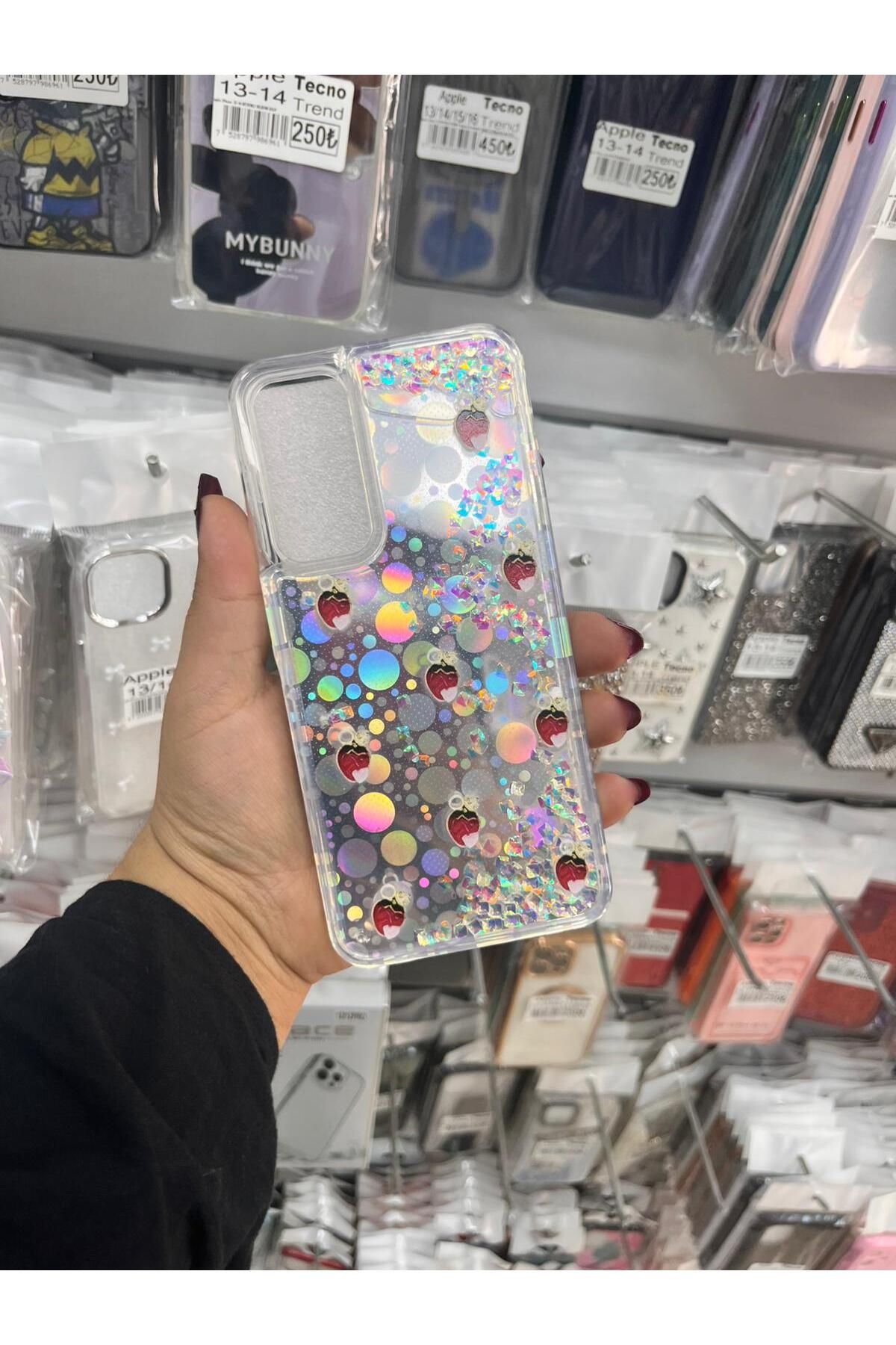 TECNOTREND Galaxy A16 sıvı parıltılı Hologramlı şeffaf silikon kılıf