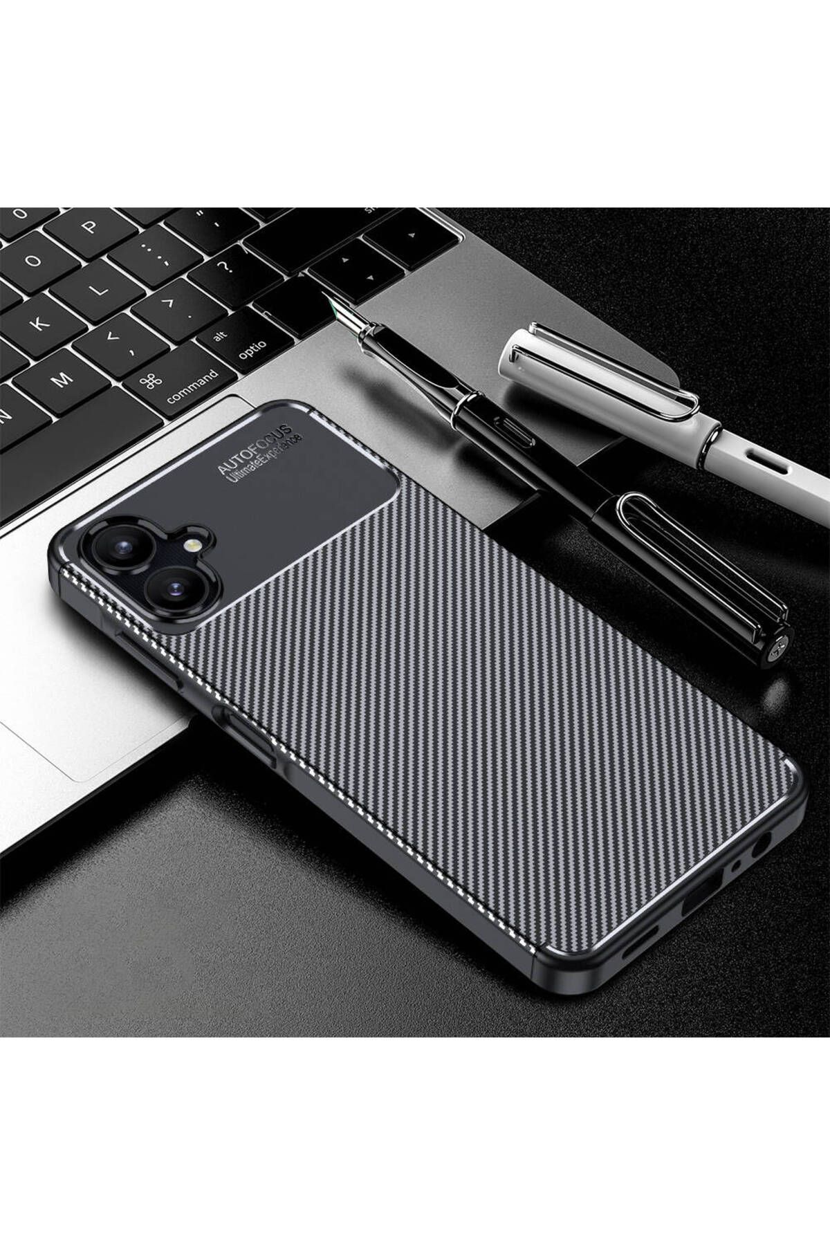 GRABONO SAMSUNG GALAXY A06 Kılıf Karbon Fiber Görünümlü Ultra İnce Premium Carbon Case