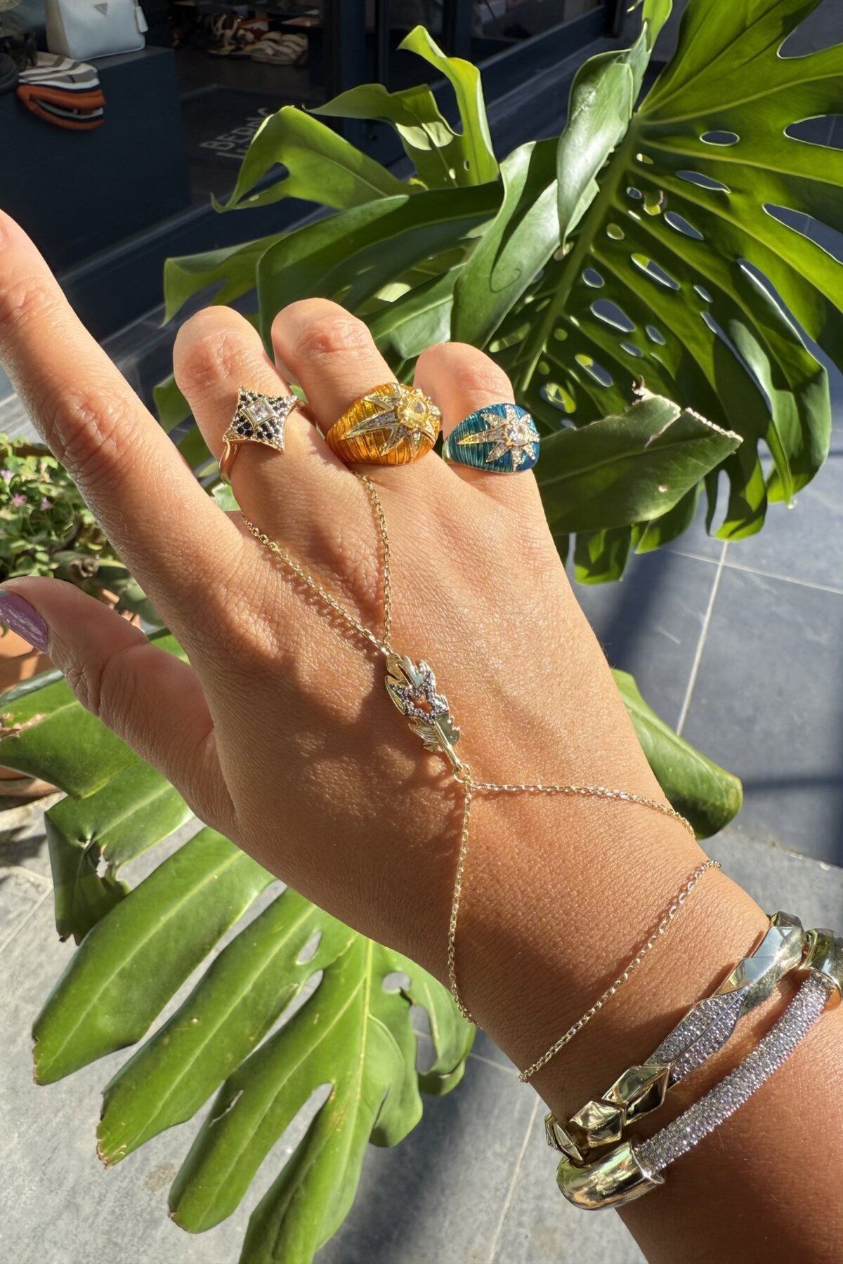 My Joyas Design 14K Altın Kaplama Yaprak İçi Yıldız Şahmeran