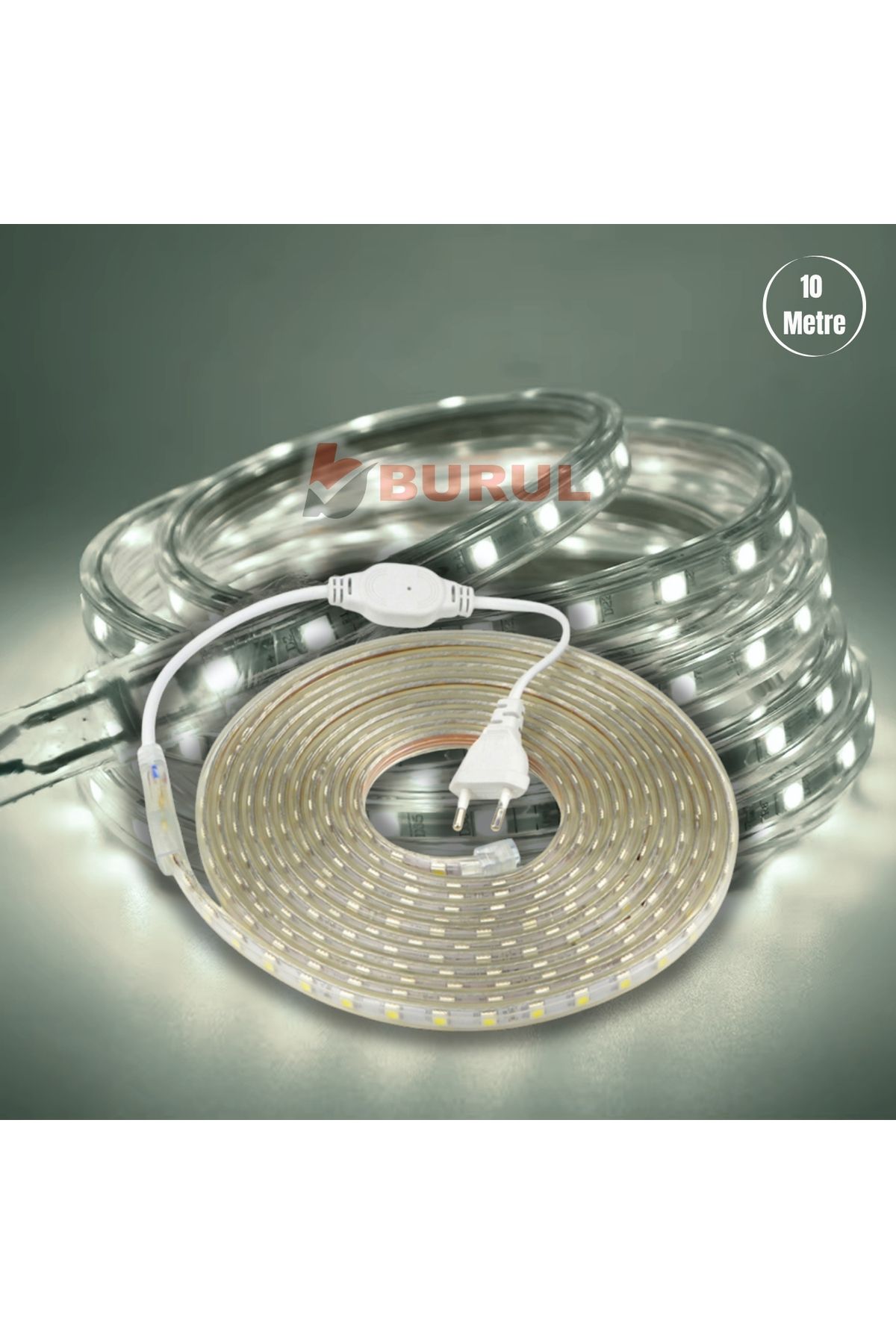 burul Sb-6539 10 Metre Beyaz Işık Hortum Şerit Led Dış Ortam Aydınlatma 220v Fişli