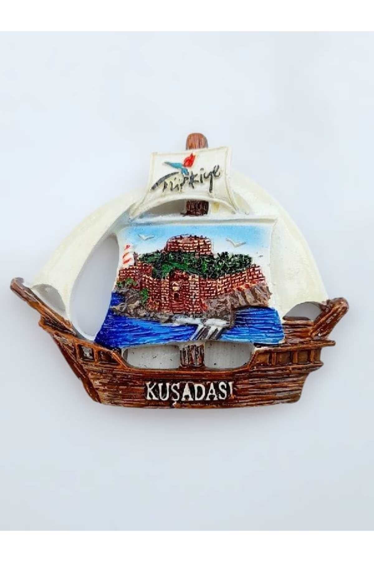 Ellanın Çarşısı Kuşadası Kale Figürlü Magnet Kabartmalı Polyester 1 Adet. Boyut: 7 cm x 6 cm