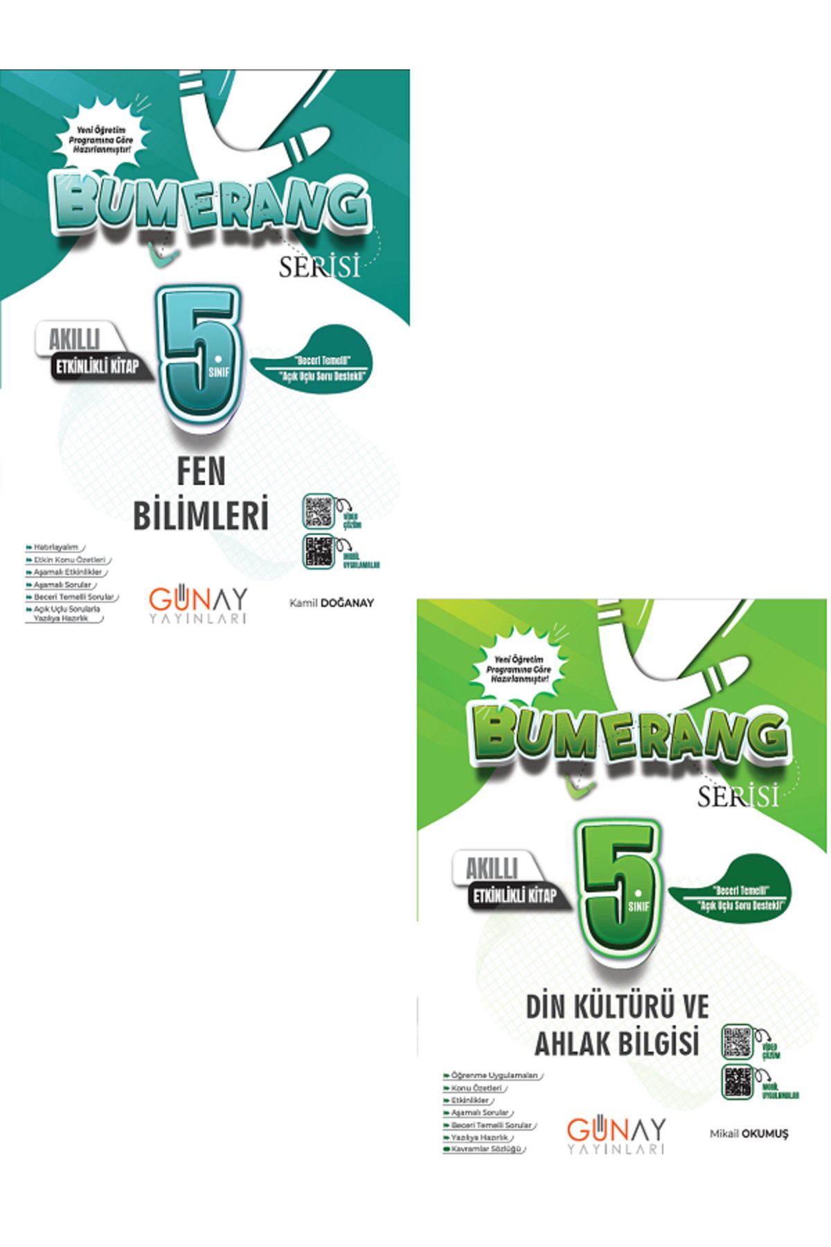 Evrensel İletişim Yayınları 5.Sınıf Günay Bumerang Fen Bilimleri + Din Kültürü Akıllı Defter Kitap / Açık Uçlu Sorular / 2 KİTAP