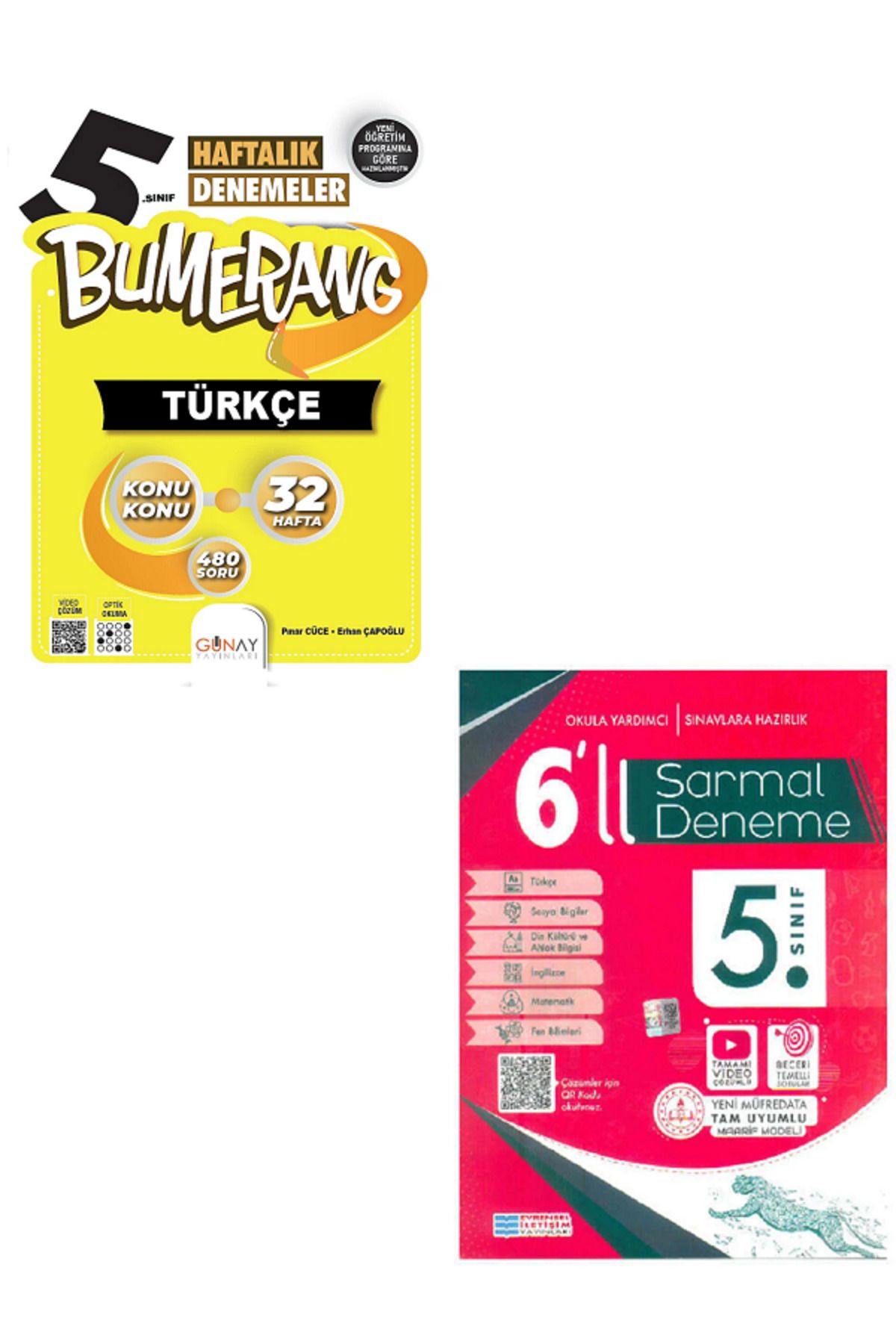 Evrensel İletişim Yayınları 5.Sınıf Günay Bumerang Türkçe 32 Haftalık Denemeler + 5.Sınıf Evrensel 6'Lı Deneme / 2 KİTAP