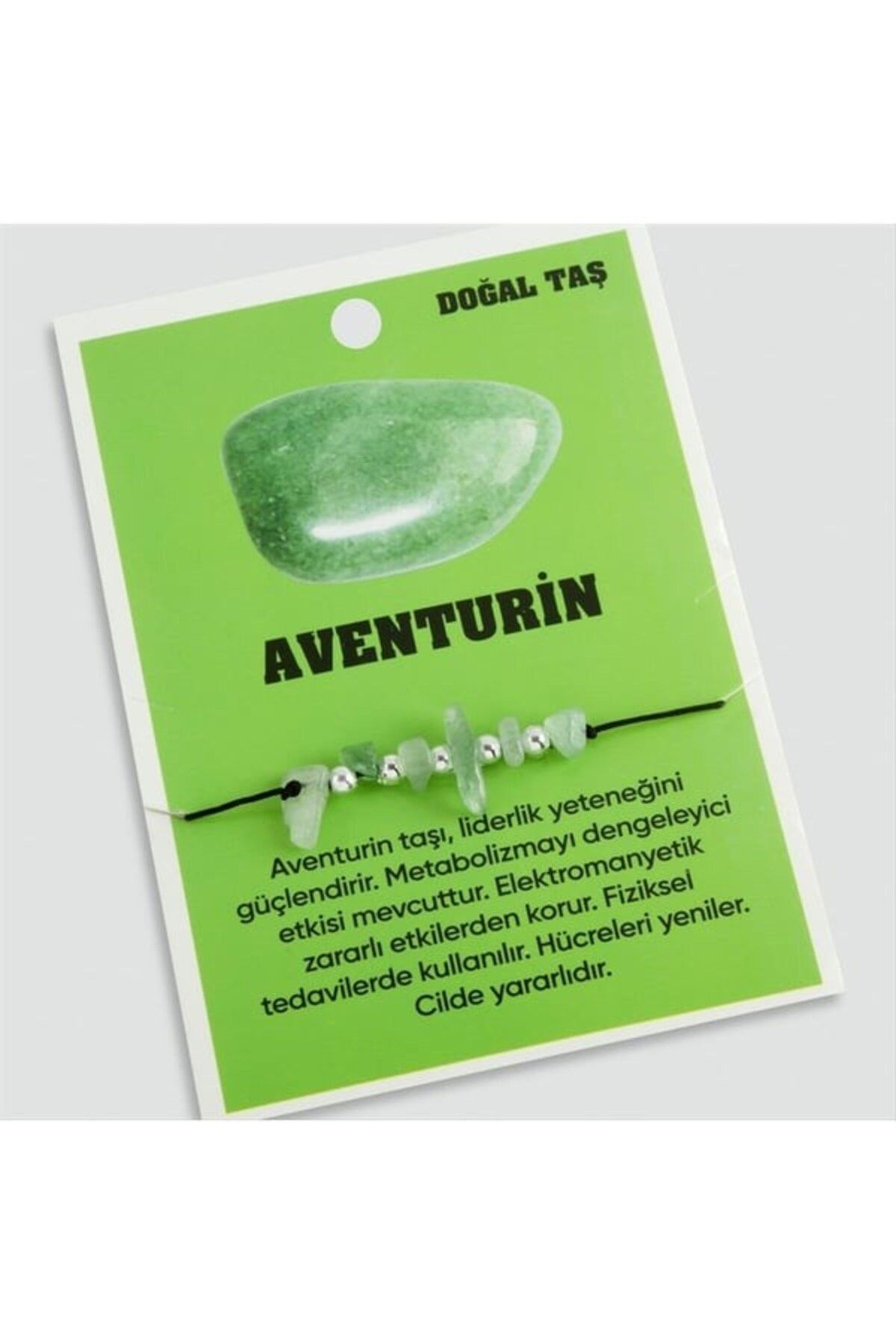 Fikart Aventurin Doğaltaşlı İp Bileklik Yeşil