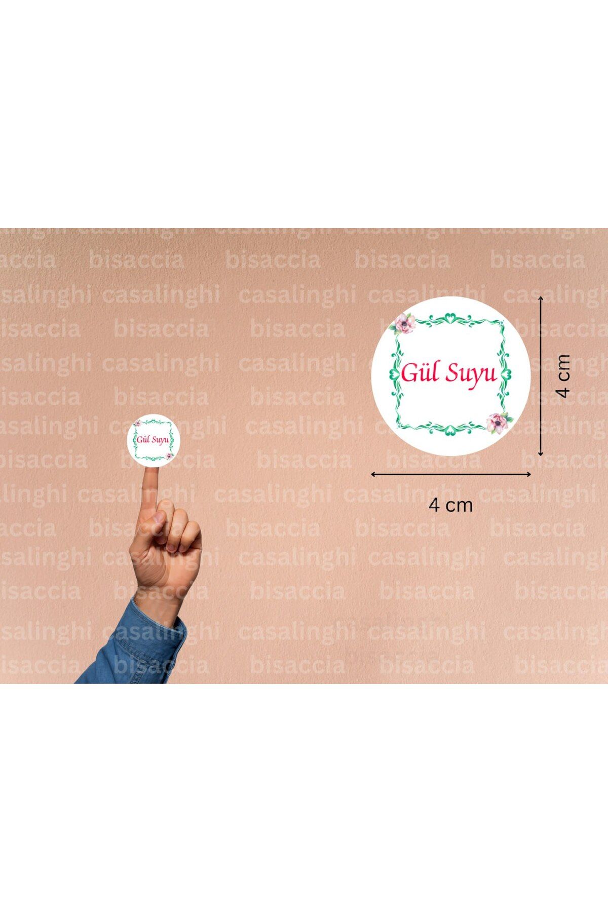 CASALINGHI Gül Suyu Etiketi Hediye Sticker Kabe Mekke Medine Yuvarlak Mat Çıkartma 4 Cm (45 Adet)