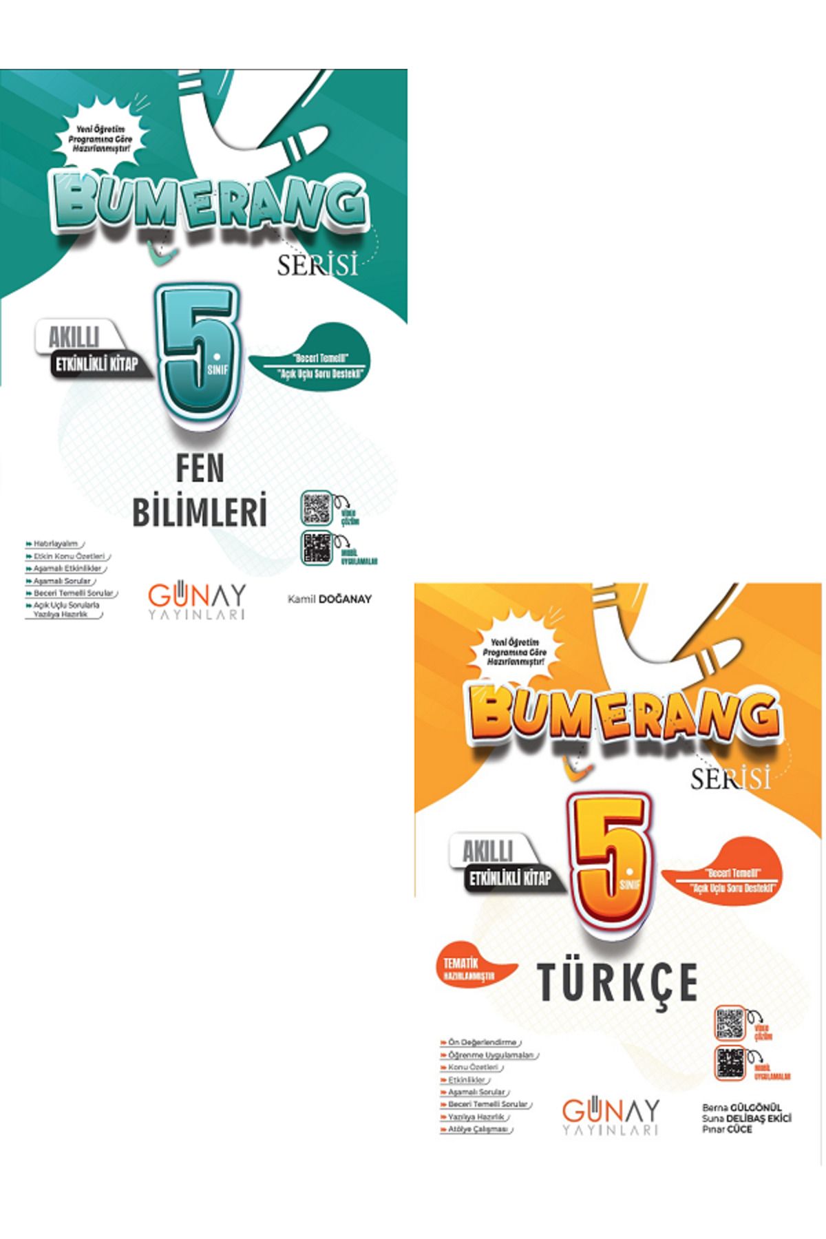 Evrensel İletişim Yayınları 5.Sınıf Günay Bumerang Fen Bilimleri + Türkçe Akıllı Defter Kitap / Açık Uçlu Sorular / 2 KİTAP