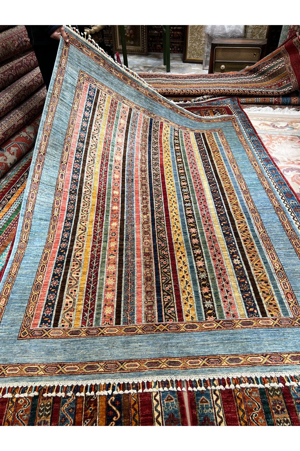 RD RAMAZAN DAĞ EL HALI SANATI El Dokuma Afgan Halısıdır Şal Desen Birinci Sınıf Kalite Ebat 206x153