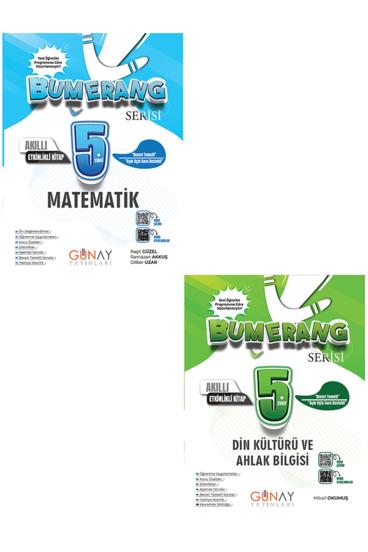 Evrensel İletişim Yayınları 5.Sınıf Günay Bumerang Matematik + Din Kültürü Akıllı Defter Kitap / Açık Uçlu Sorular / 2 KİTAP