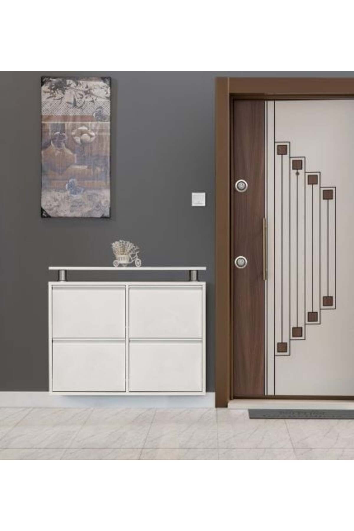 medikaltec 2+2 Metal Ayakkabılık (Beyaz) | Dar Alanlar İçin Akıllı Çözüm