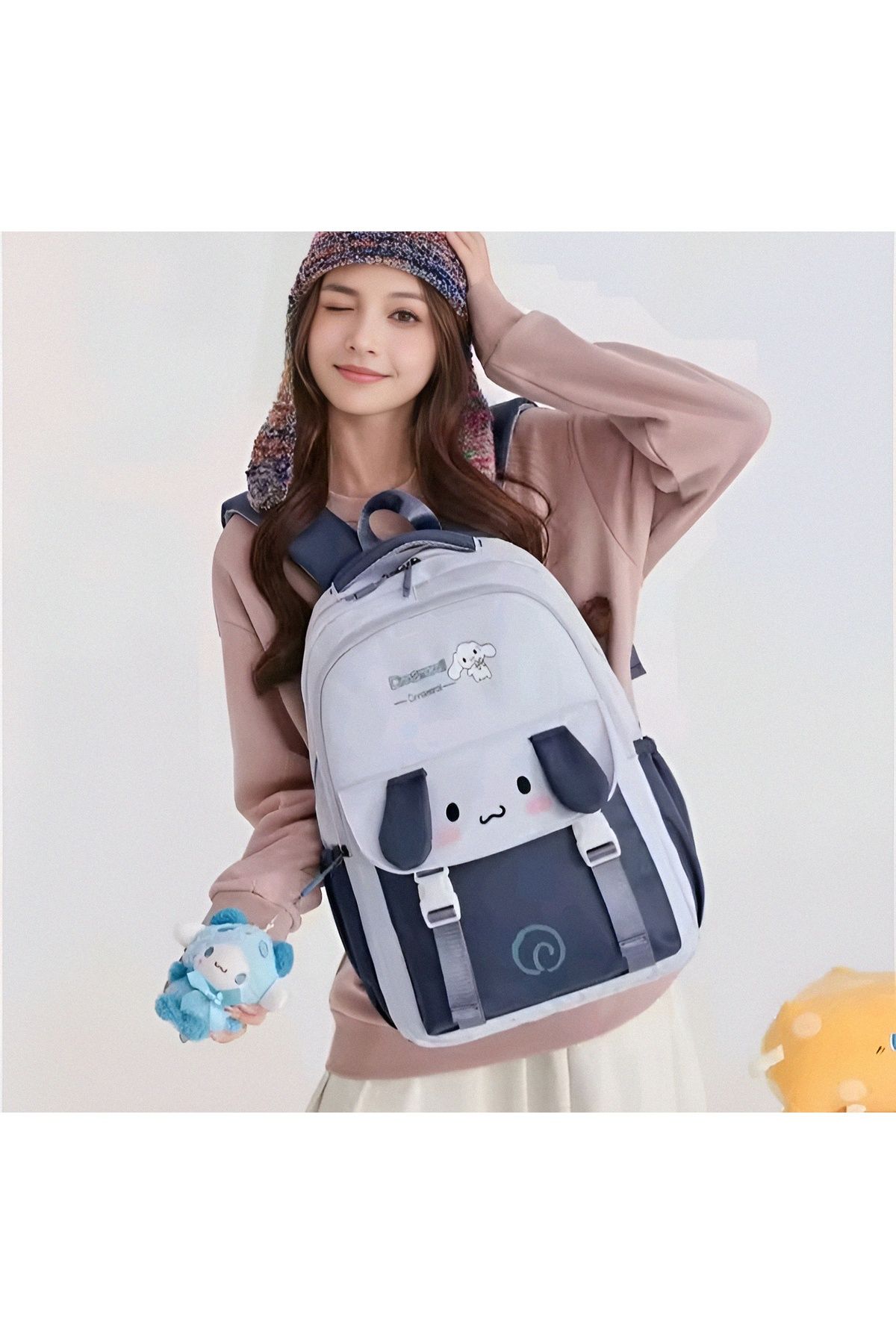 KumOziShop Sanrio Kuromi Cinnamoroll My Melody PomPomPurin Peluş Ayıcıklı Okul Çantası