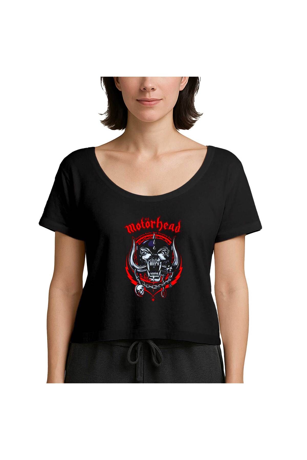 Z zepplin Motörhead Everything Louder Siyah Kadın Tişört