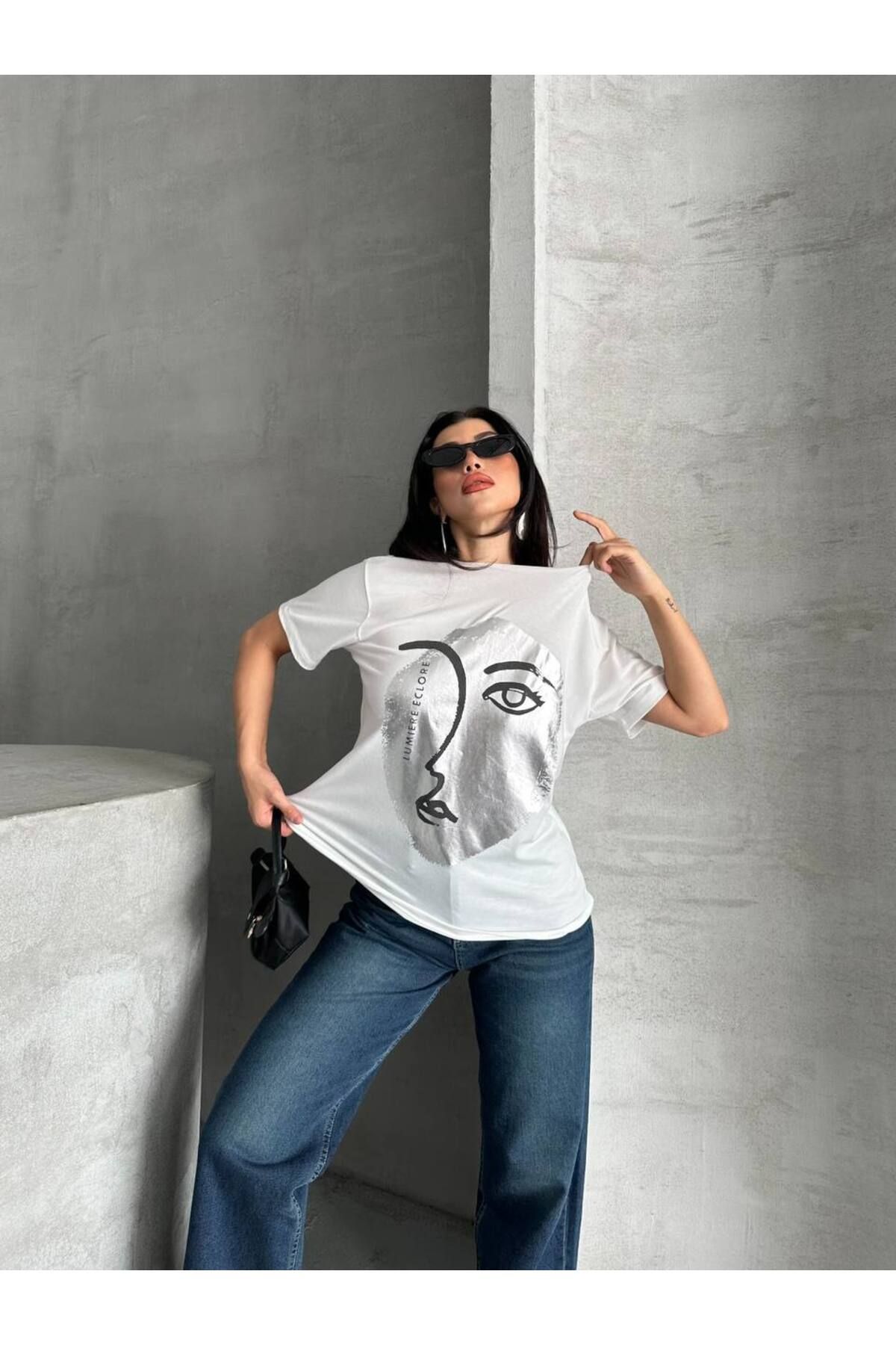 DİMA Kısa Kollu Bisiklet Yaka Baskılı T-Shirt