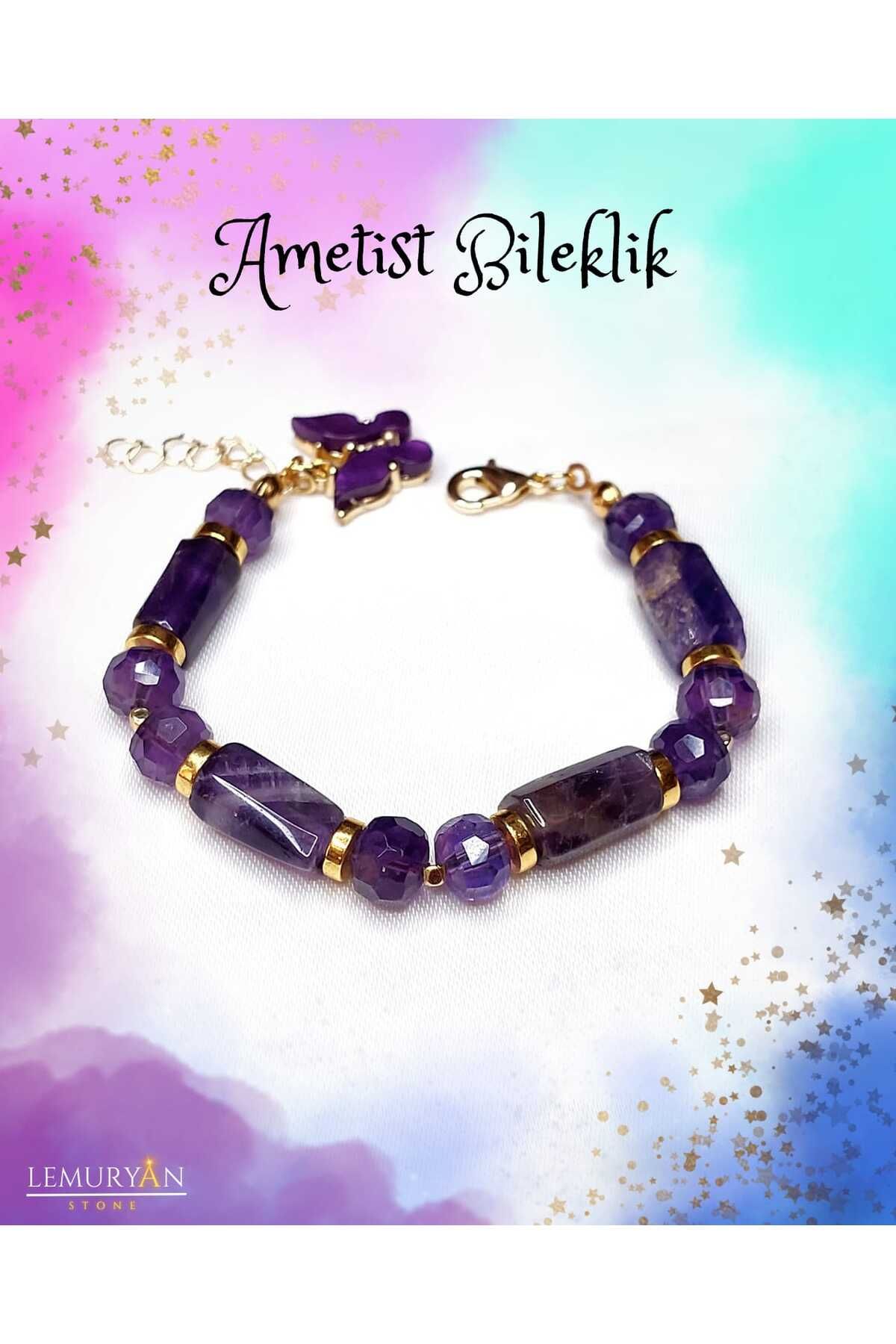 Herkimer Doğal Taş Ametist Özel Tasarım Doğaltaş Bileklik