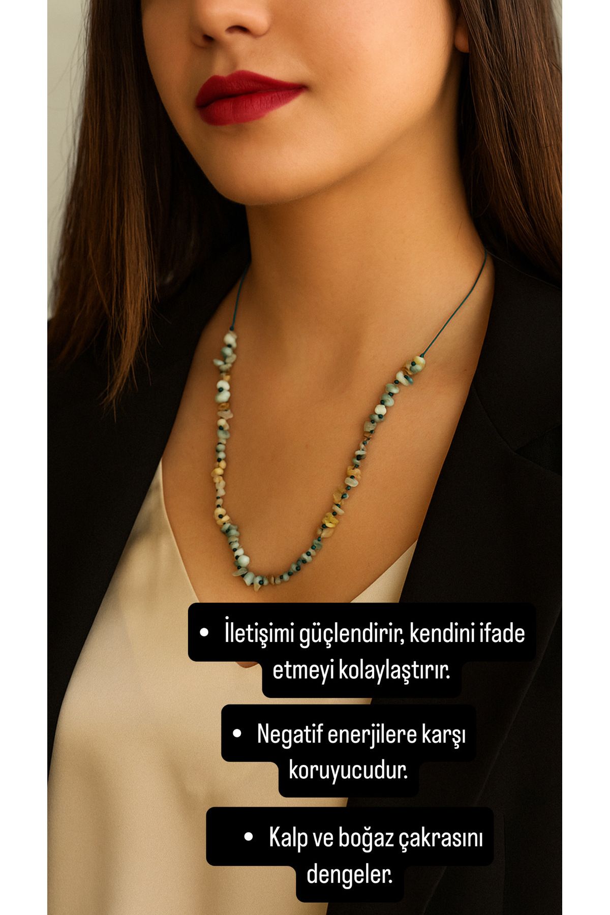 MODA 🌊 Stresi Siler, Huzuru Taşır: Amazonit Kolye Şimdi Seninle!