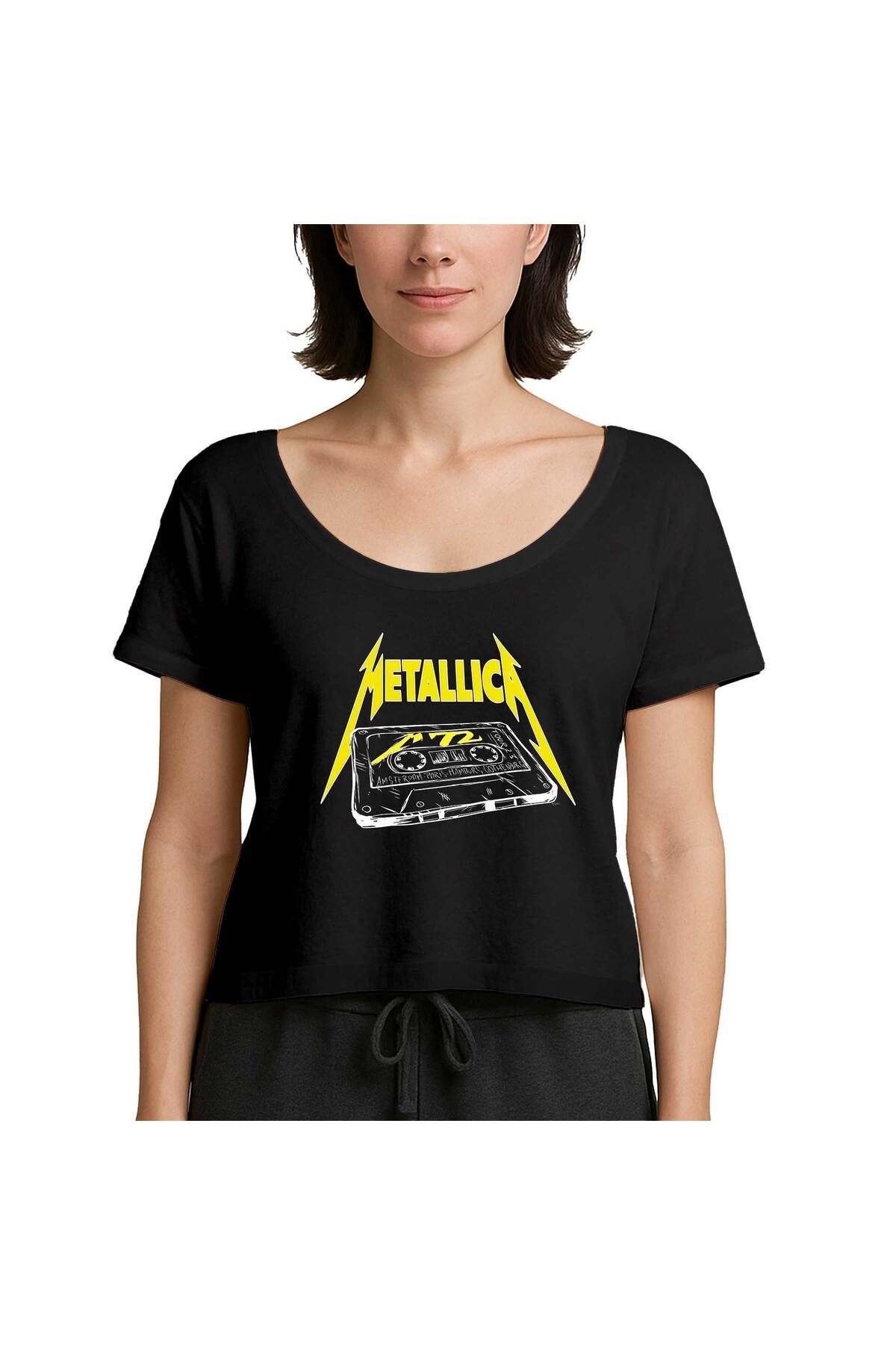 Z zepplin Metallica Tape Siyah Kadın Tişört