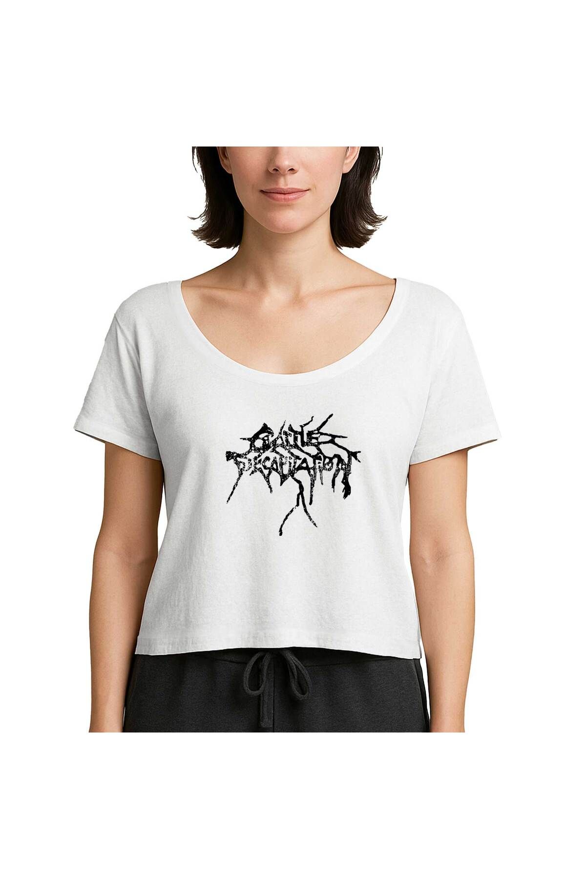 Z zepplin Cattle Decapitation Logo Beyaz Kadın Tişört