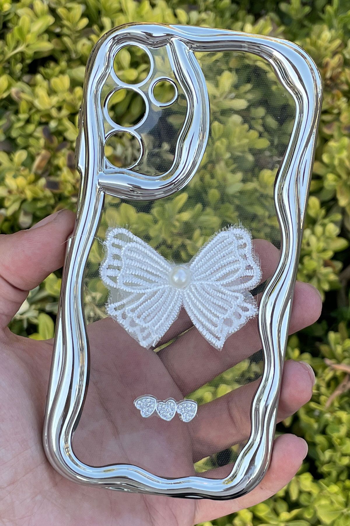 CEPSTOK Samsung Galaxy A25 Kılıf Gümüş Taşlı Darbe Önleyici Silikon Kapak